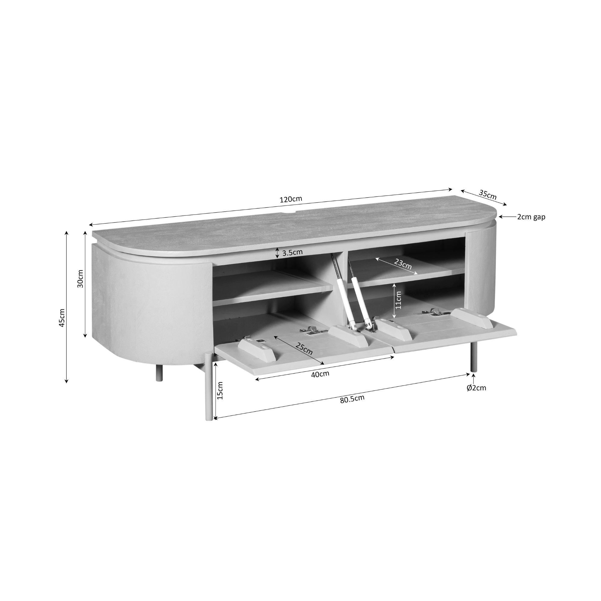 Tv meubel Excellent Black | 120 cm - Industrieelinhuis.nl