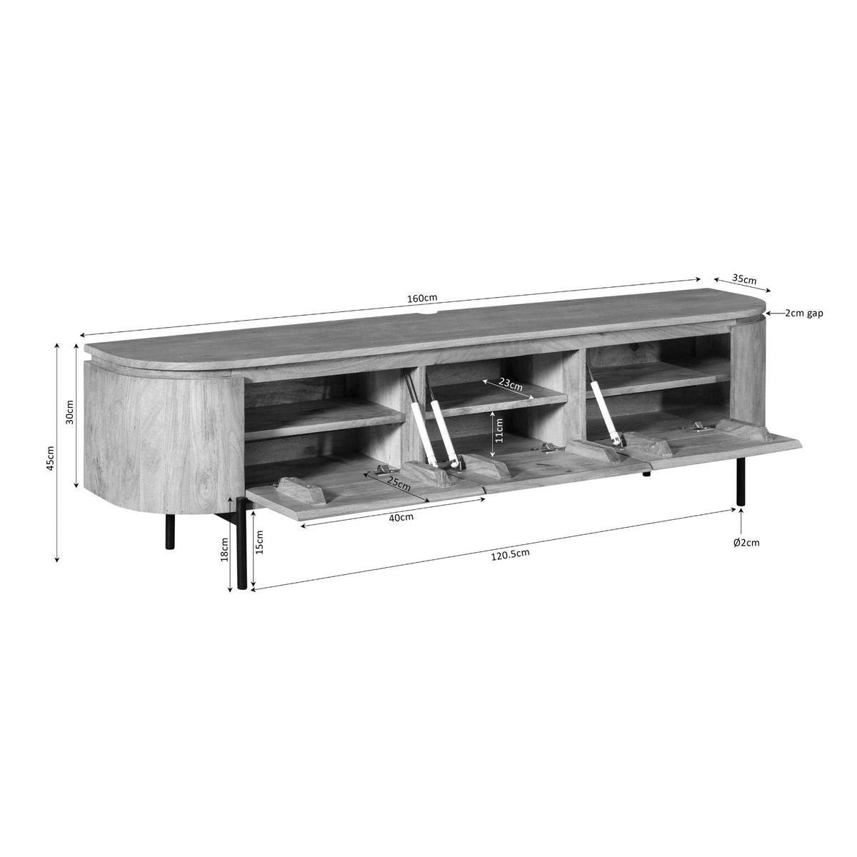 Tv meubel Excellent Taupe | 160 cm - Industrieelinhuis.nl
