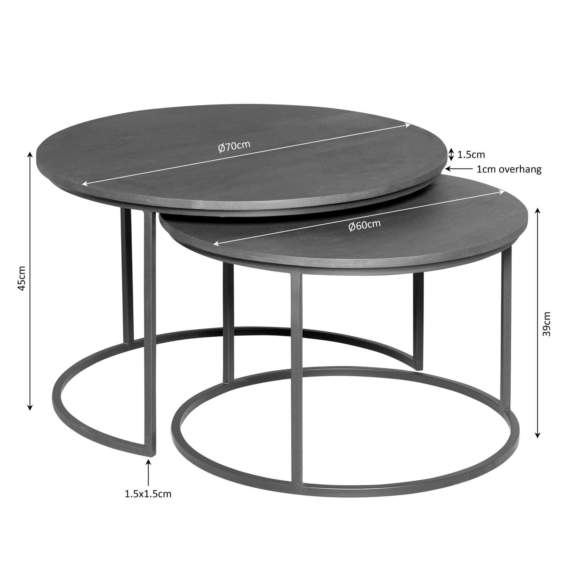 Salontafel Madison Brown | 70 cm | set van 2 - Industrieelinhuis.nl