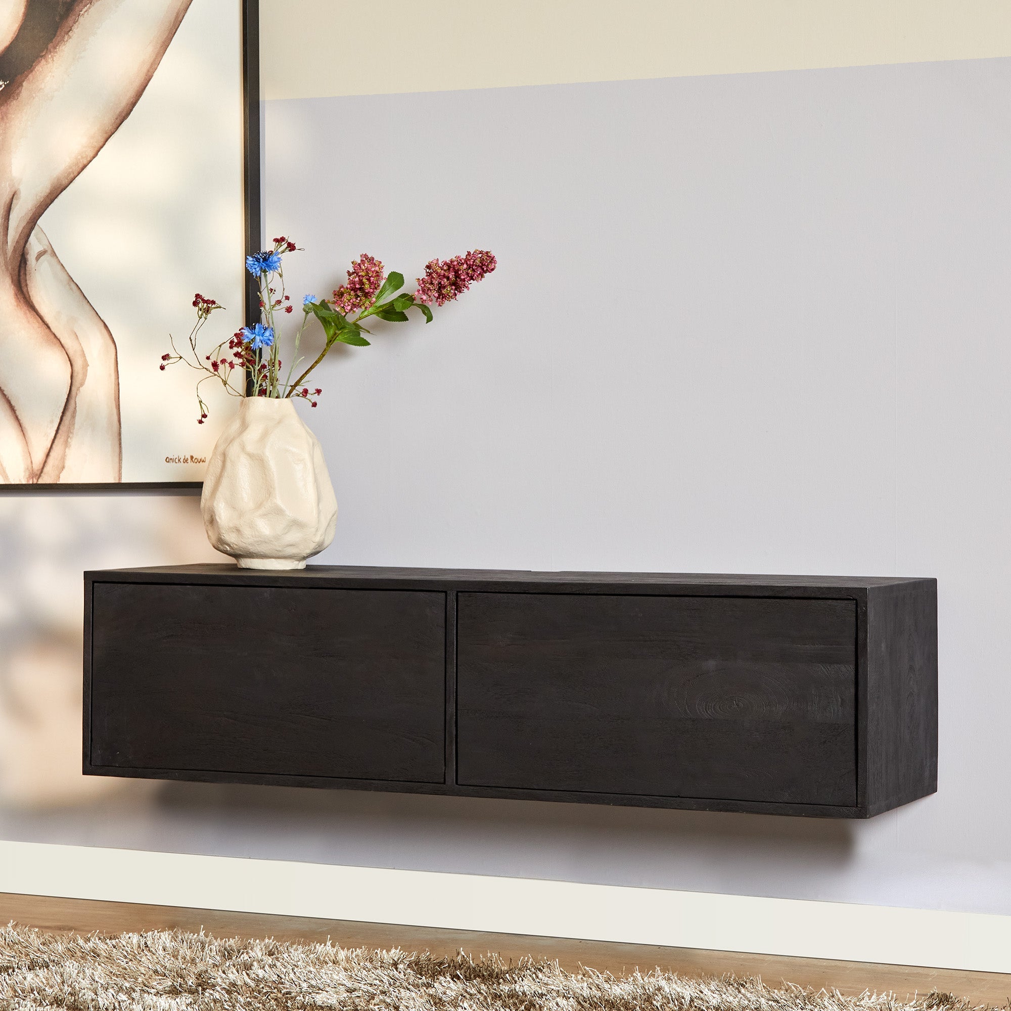 Zwevend tv meubel Vista Black | 120 cm - Industrieelinhuis.nl