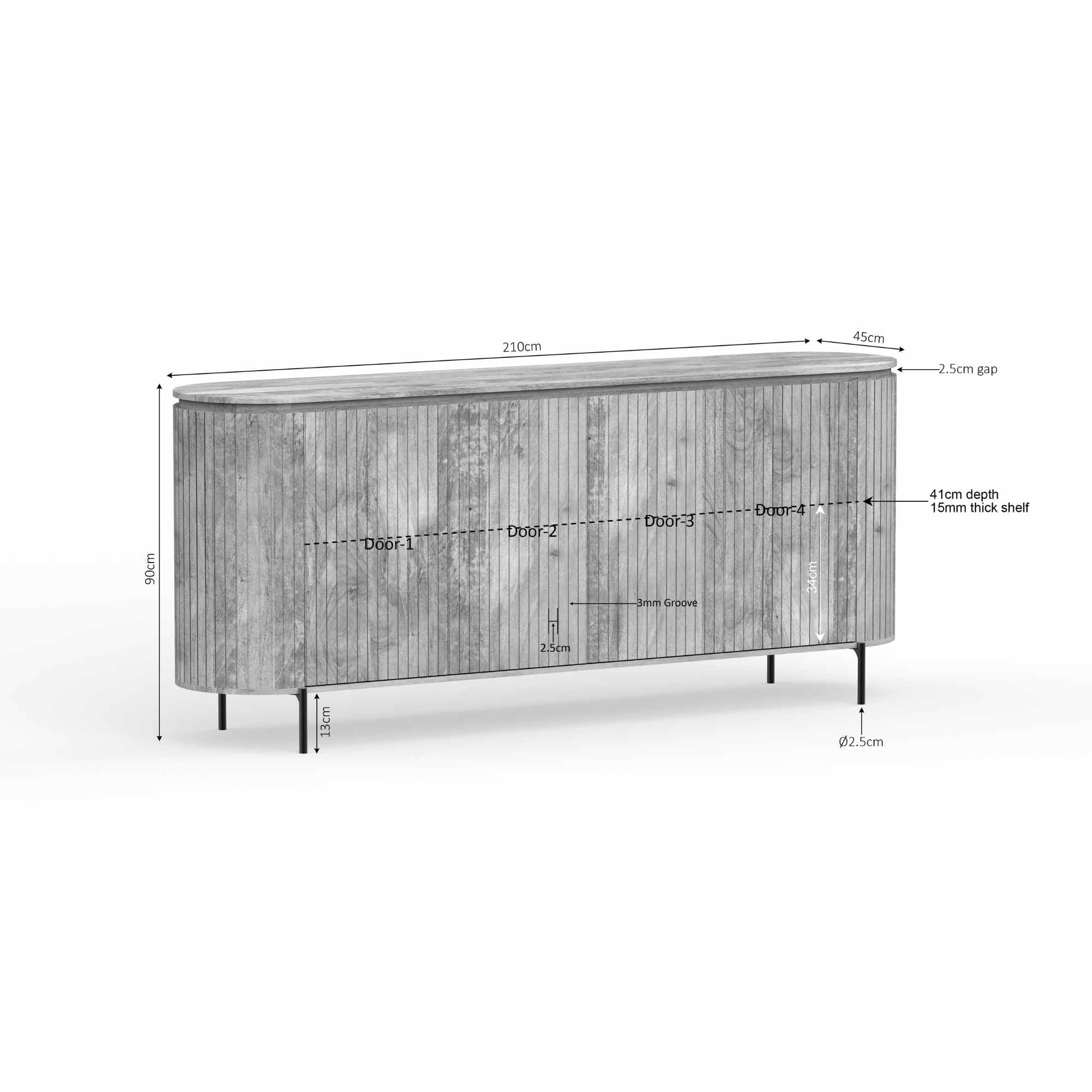 Dressoir Solana | 210 cm | Taupe - Industrieelinhuis.nl