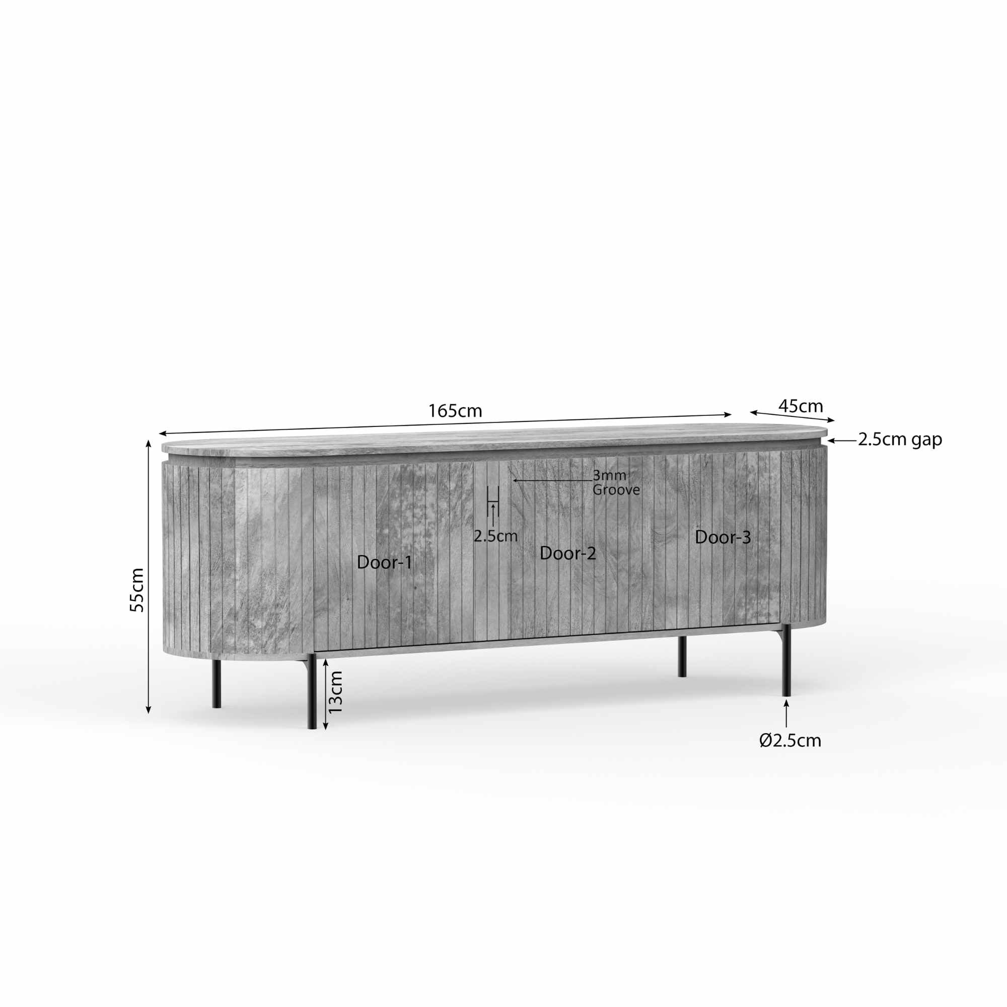 Tv meubel Solana | 165 cm | Taupe - Industrieelinhuis.nl