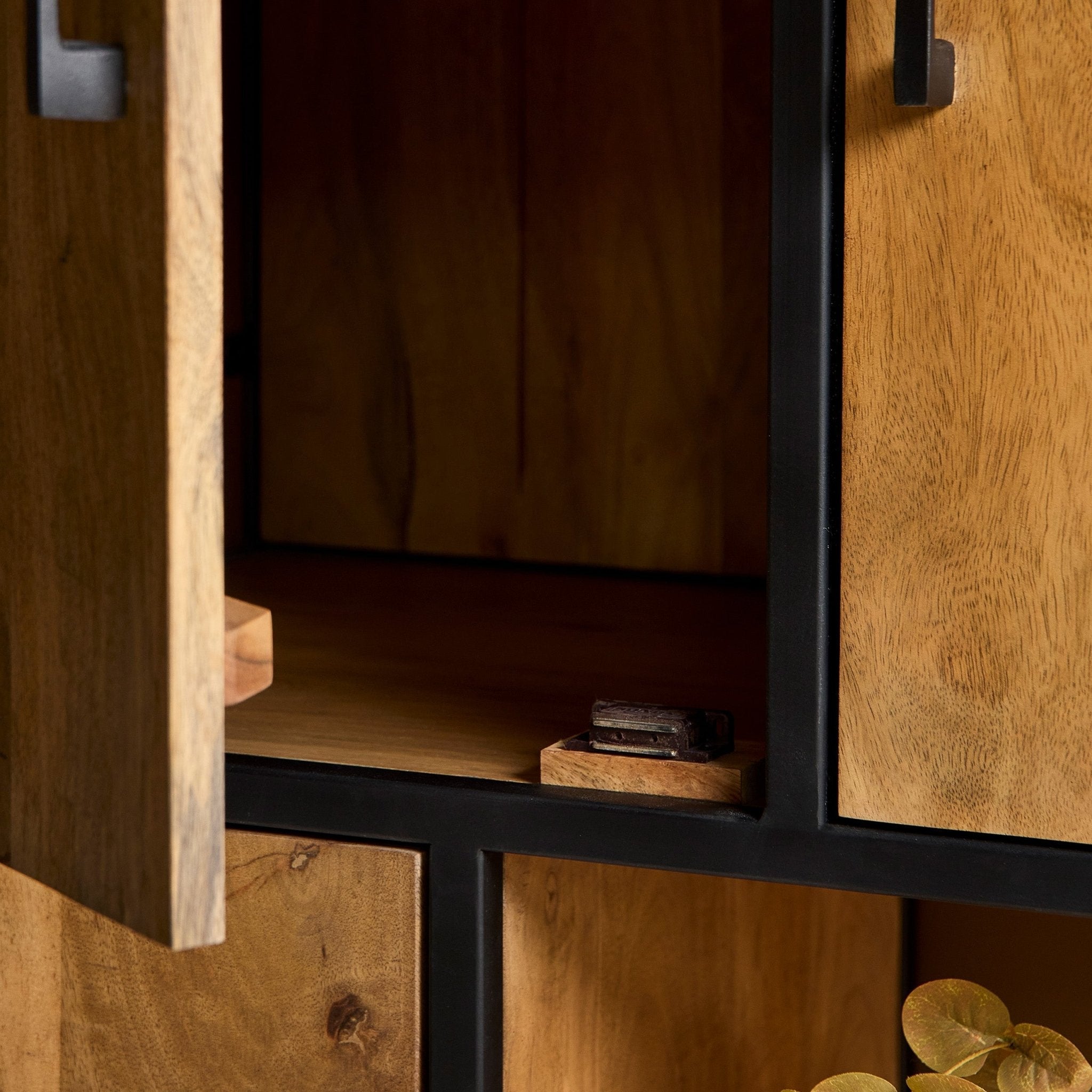 Vakkenkast Denver | Mangohout en staal | 90 cm - Industrieelinhuis.nl