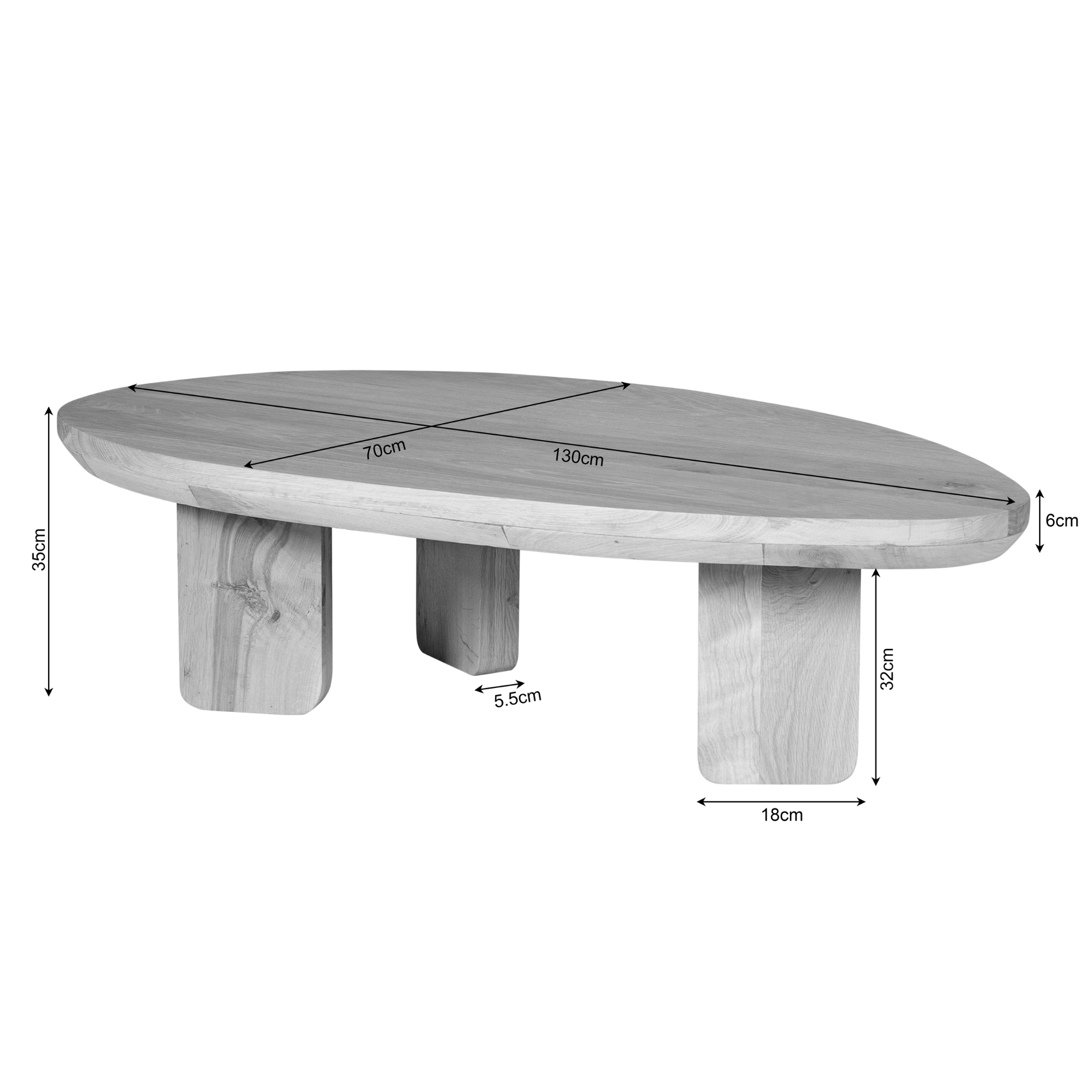 Salontafel Zillah | 130 cm | Oak Brown - Industrieelinhuis.nl