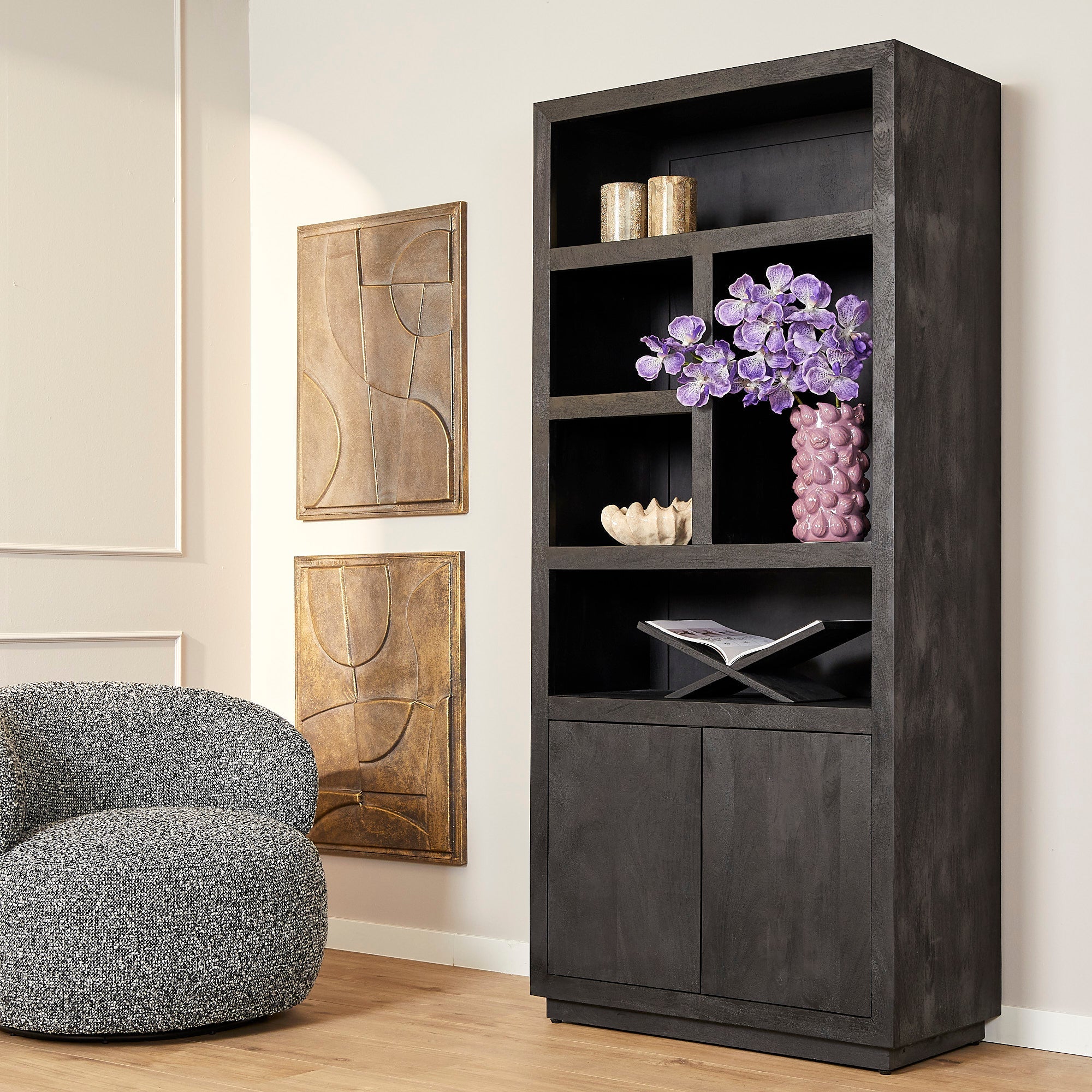 Vakkenkast Eclipse Black | 90 cm - Industrieelinhuis.nl