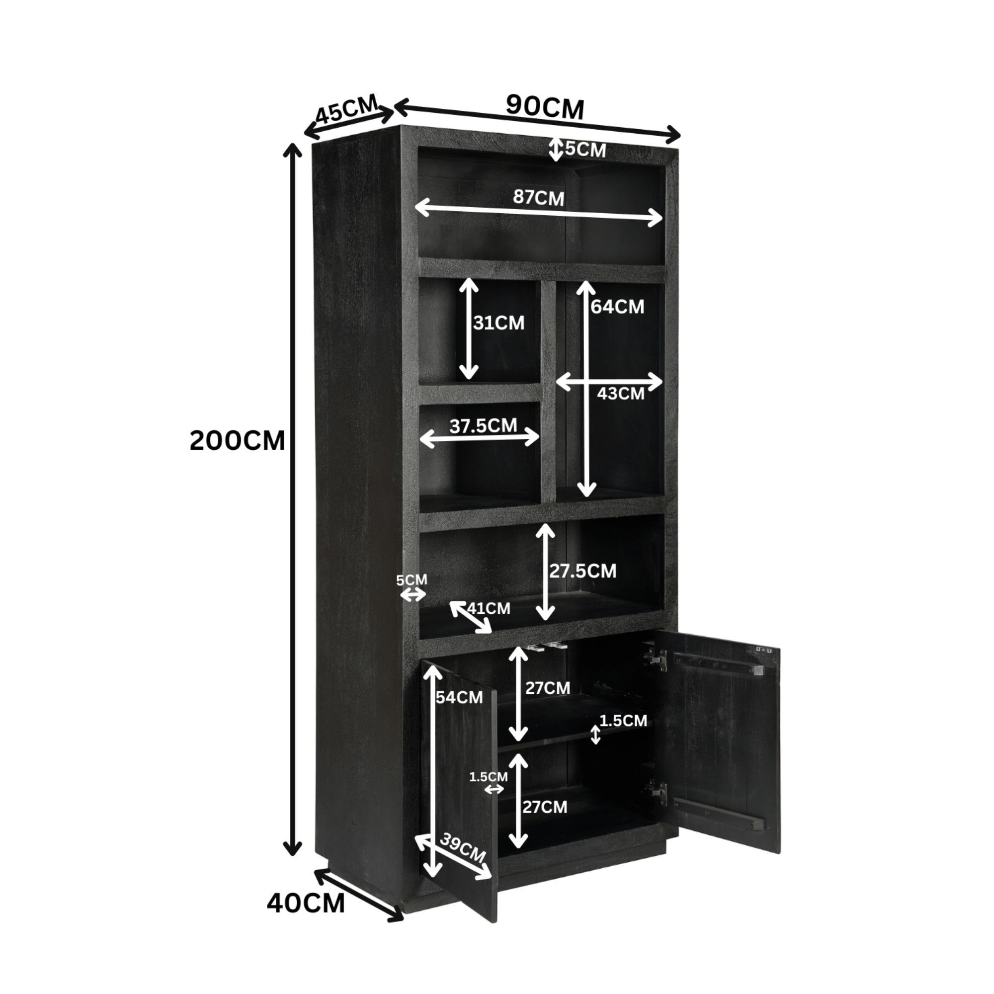 Vakkenkast Eclipse Black | 90 cm - Industrieelinhuis.nl