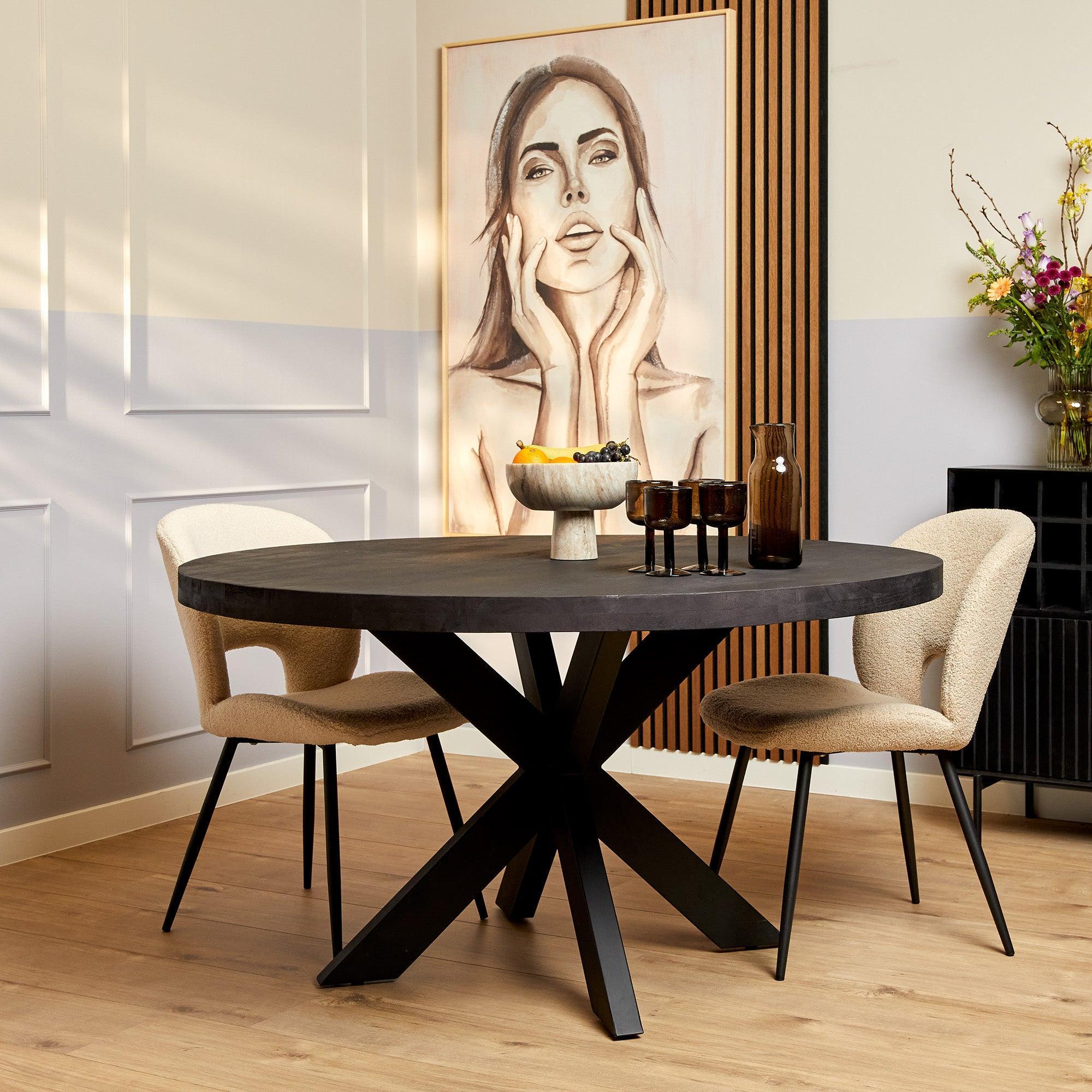 Eettafel Denver Black | 110 cm | Rond - Industrieelinhuis.nl