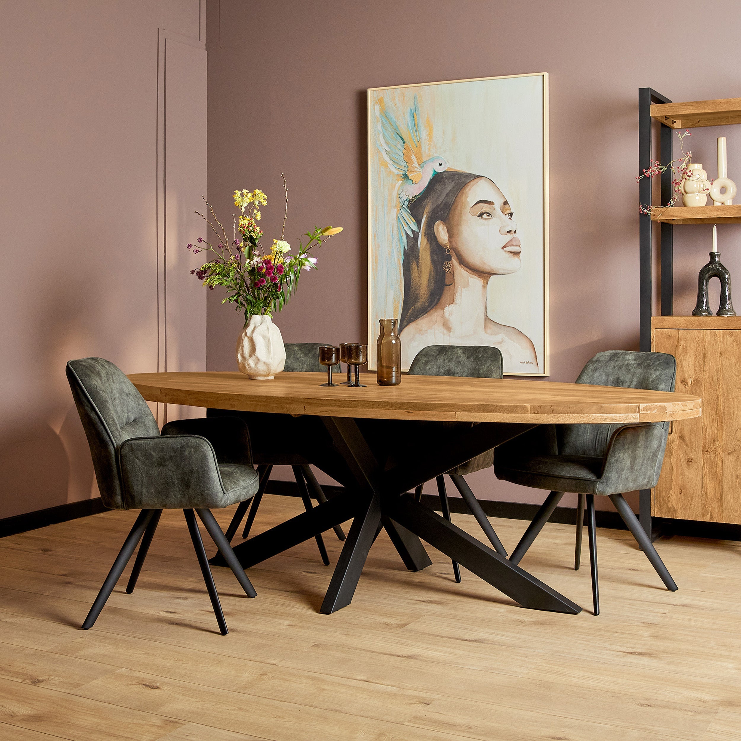 Eettafel Denver | Ovaal | Mangohout Staal | 300 cm