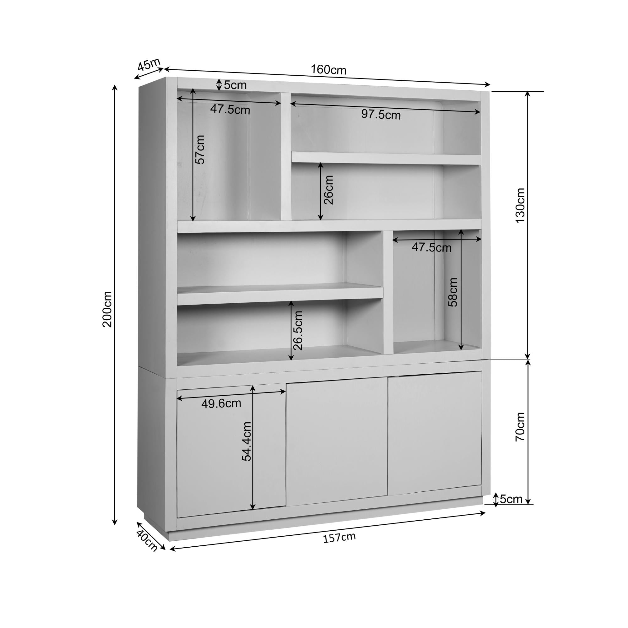 Vakkenkast Brussel Brown XL | 160 cm - Industrieelinhuis.nl