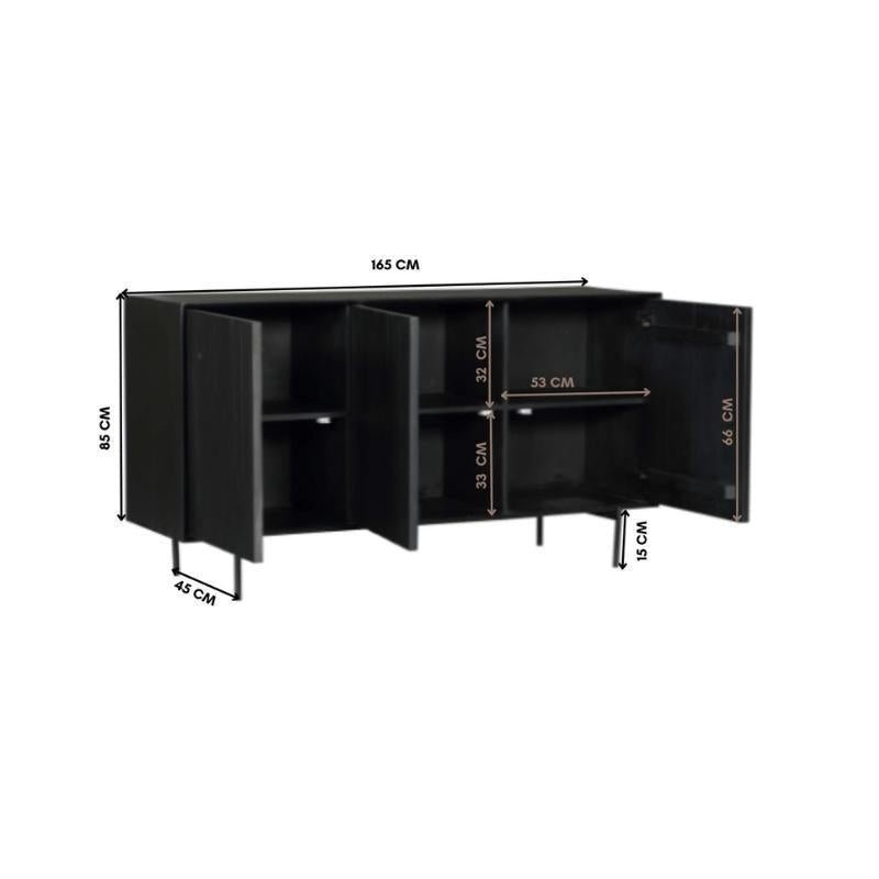 Dressoir Madison Zwart 165 cm - Industrieelinhuis.nl