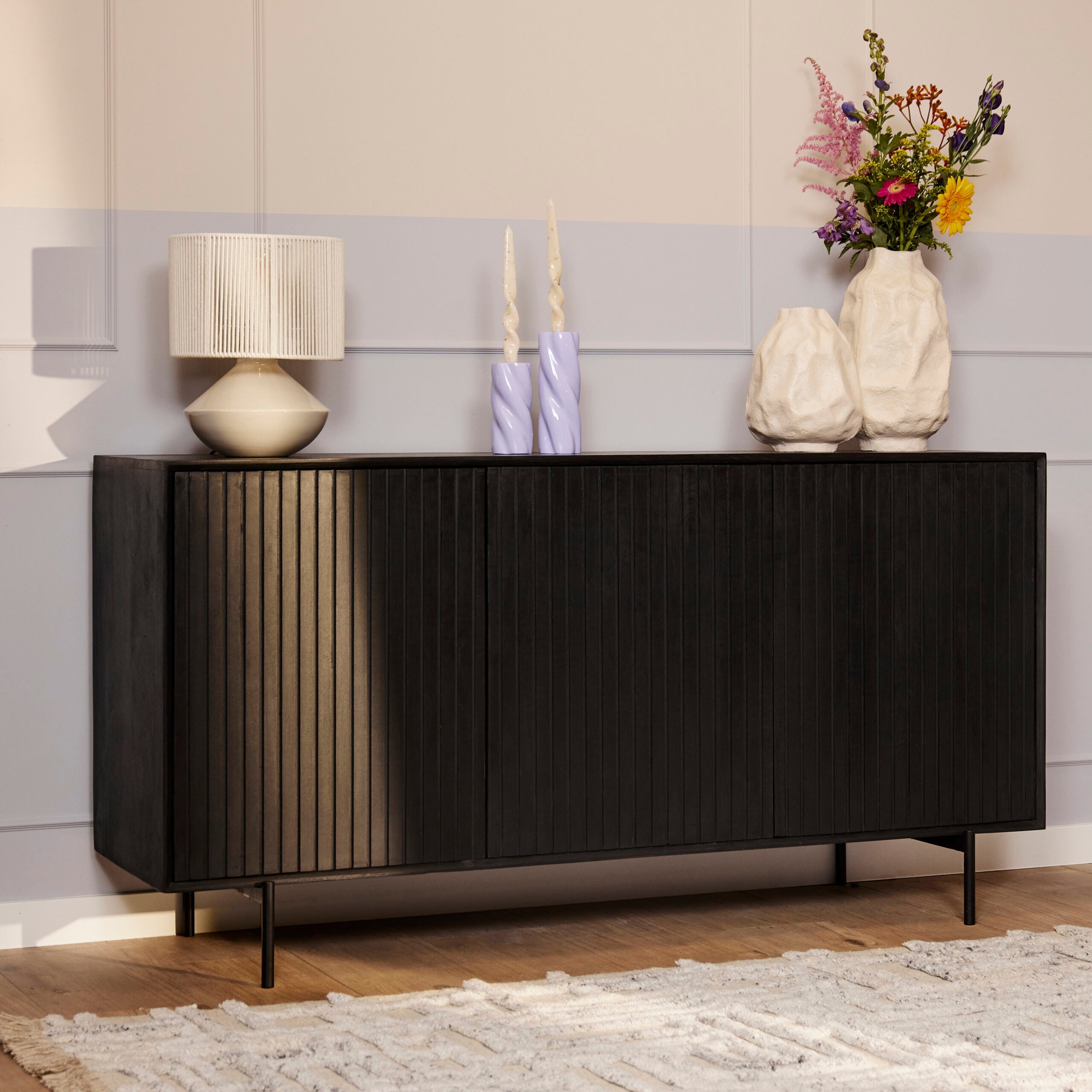 Dressoir Madison Zwart 165 cm - Industrieelinhuis.nl