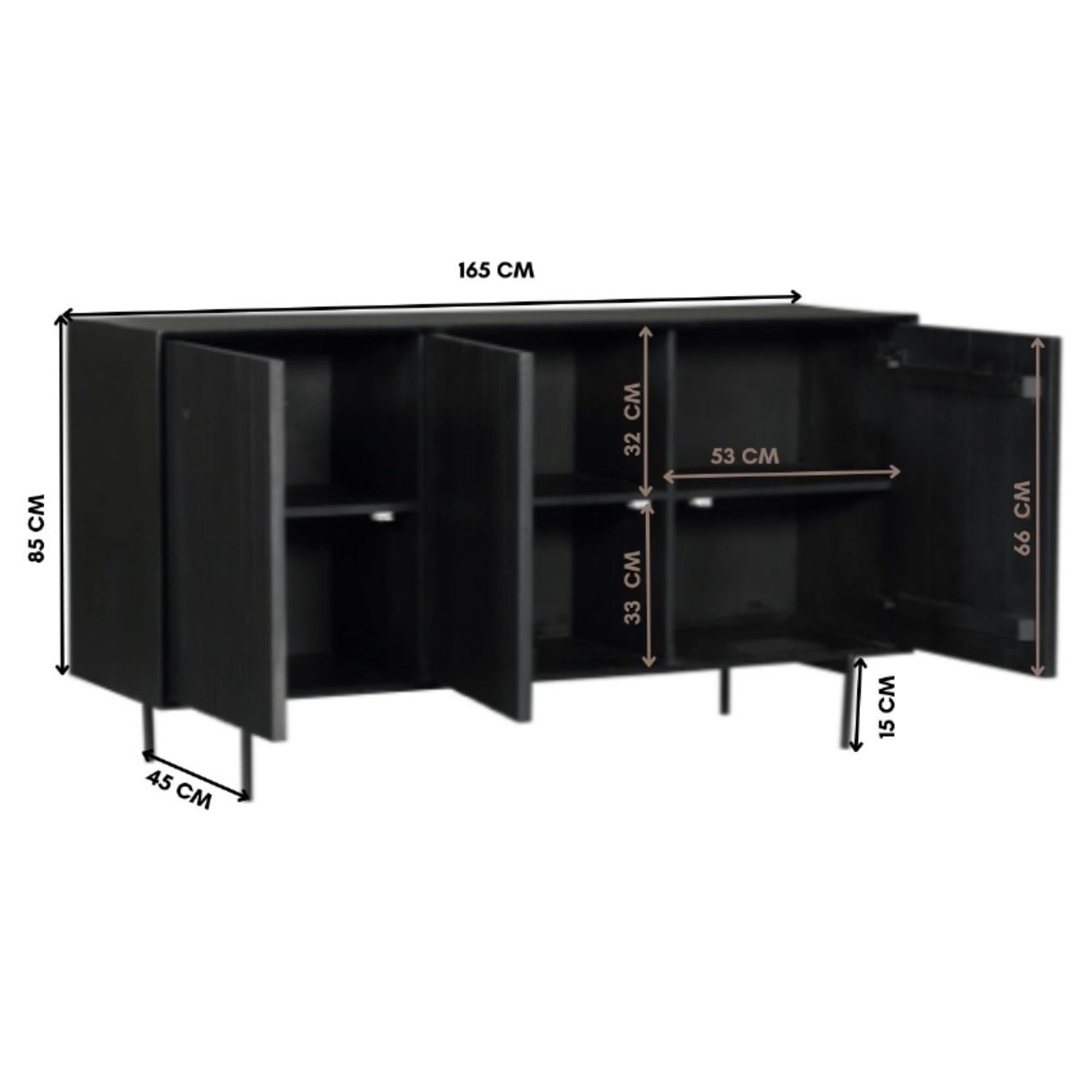 Dressoir Madison Zwart 165 cm - Industrieelinhuis.nl