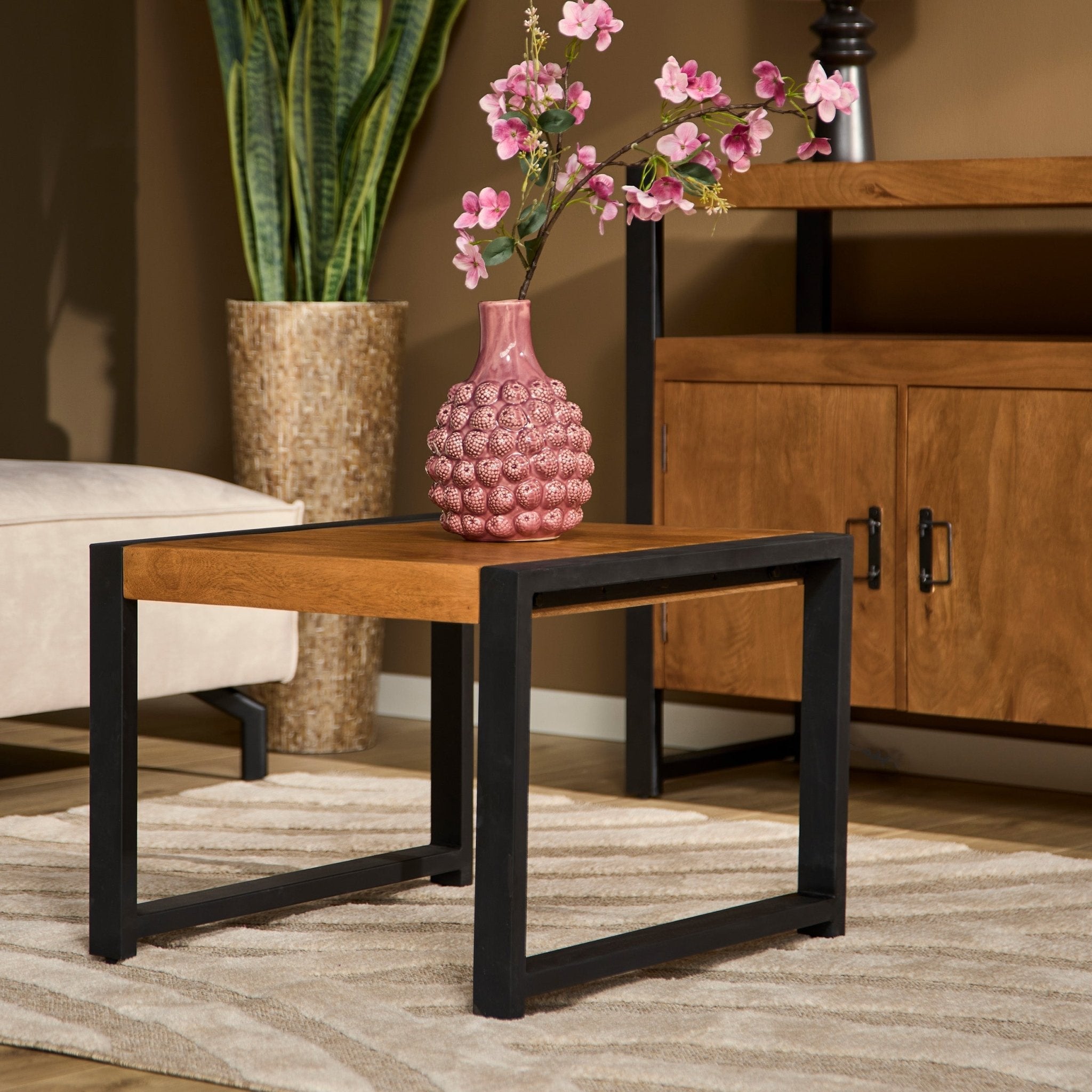 Bijzettafel mangohout Boaz 60 cm - Industrieelinhuis.nl