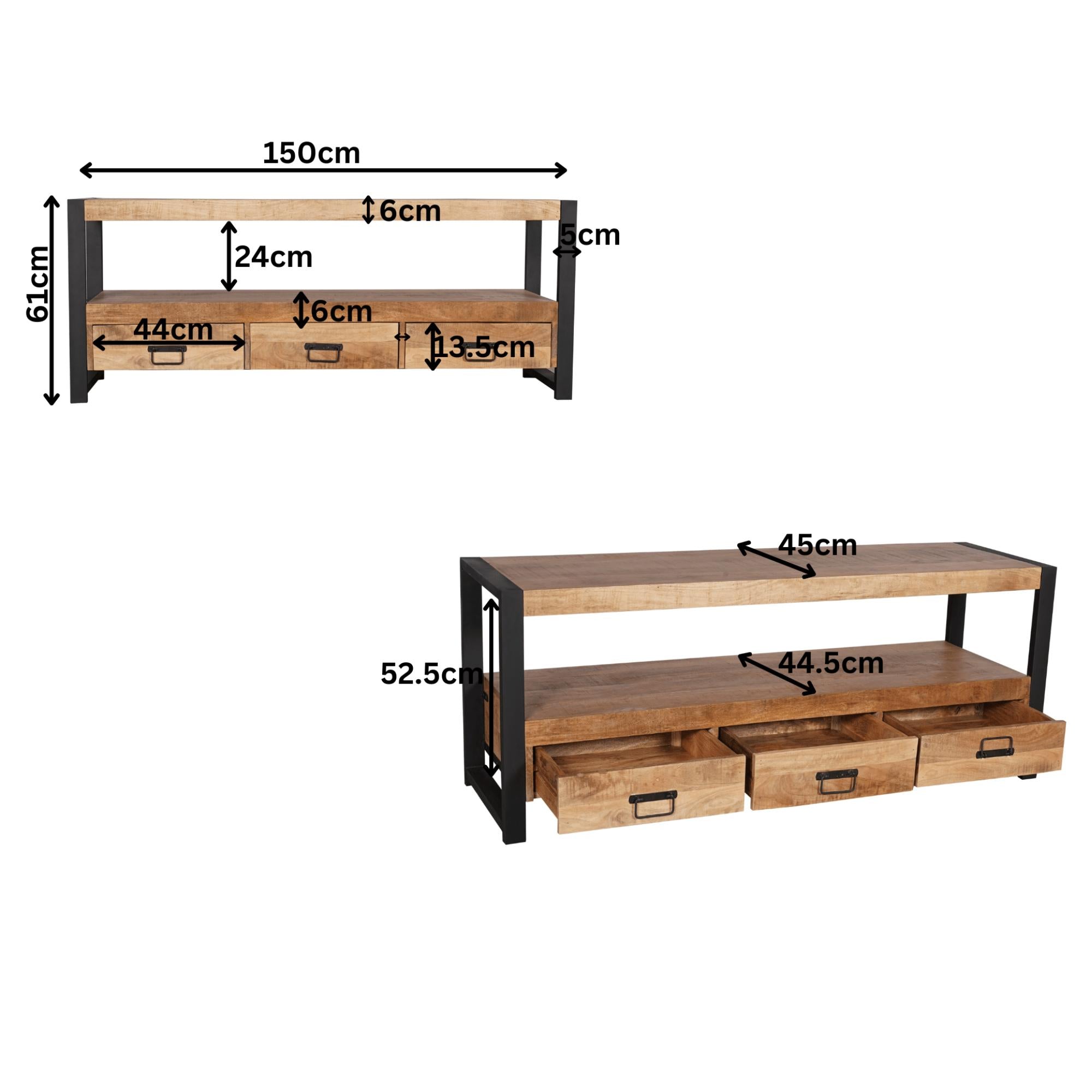 Tv meubel Sorrento | 150 cm - Industrieelinhuis.nl