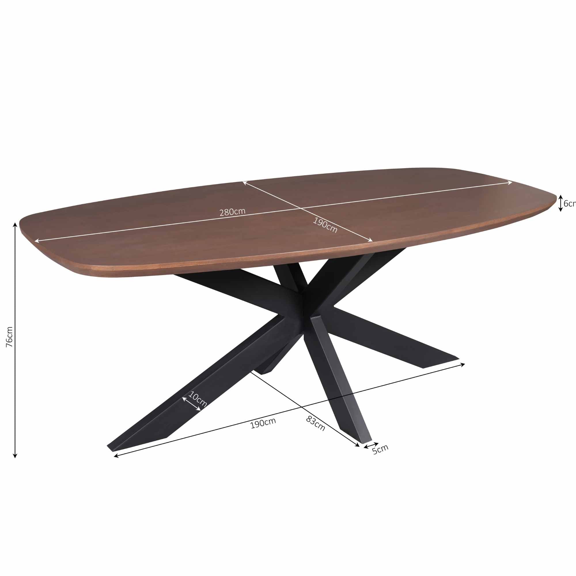 Eettafel Madison Ovaal Walnoot 240 cm - Industrieelinhuis.nl
