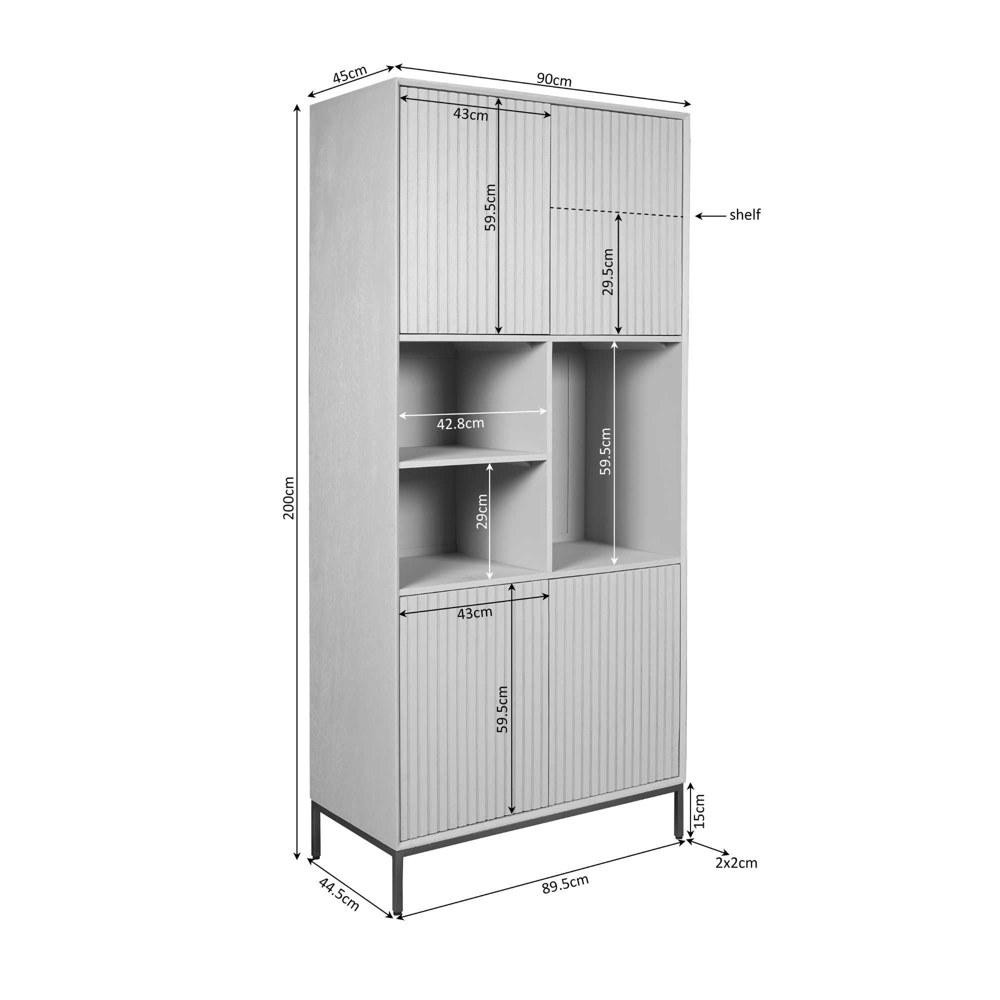 Vakkenkast Madison Brown | 90 cm - Industrieelinhuis.nl