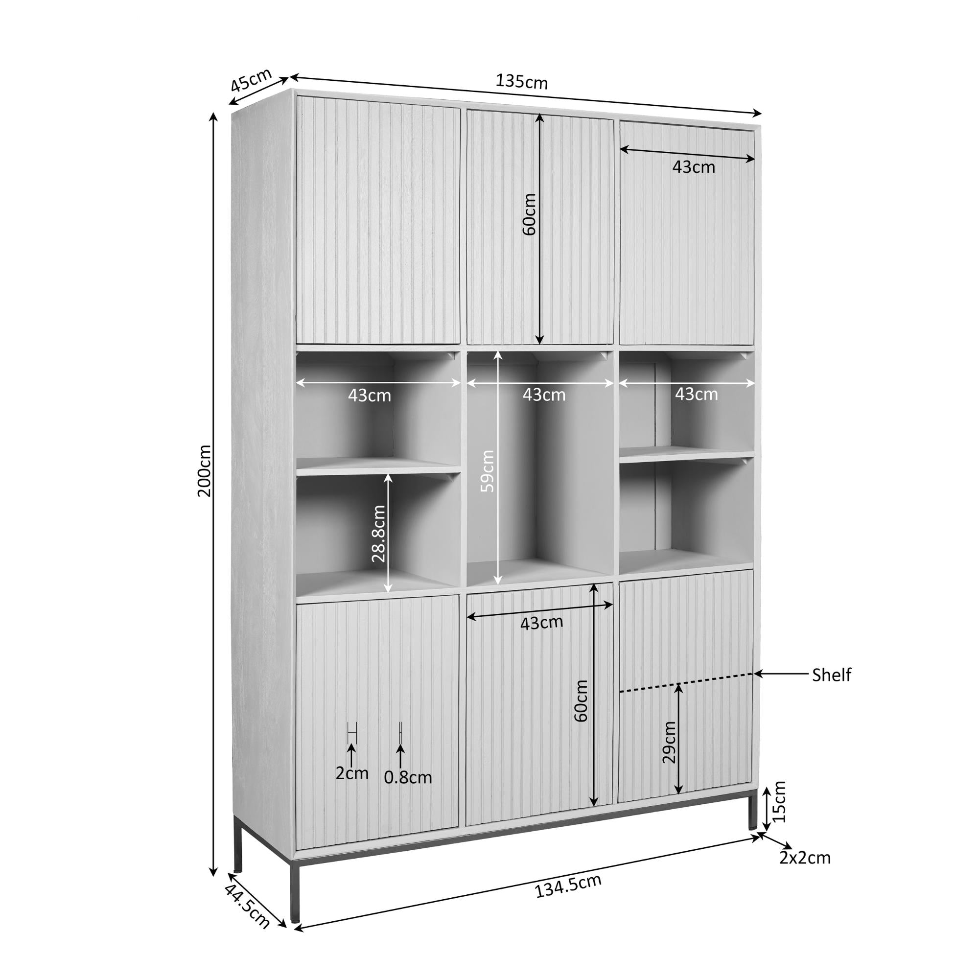 Vakkenkast Madison XL Brown| 135 cm - Industrieelinhuis.nl