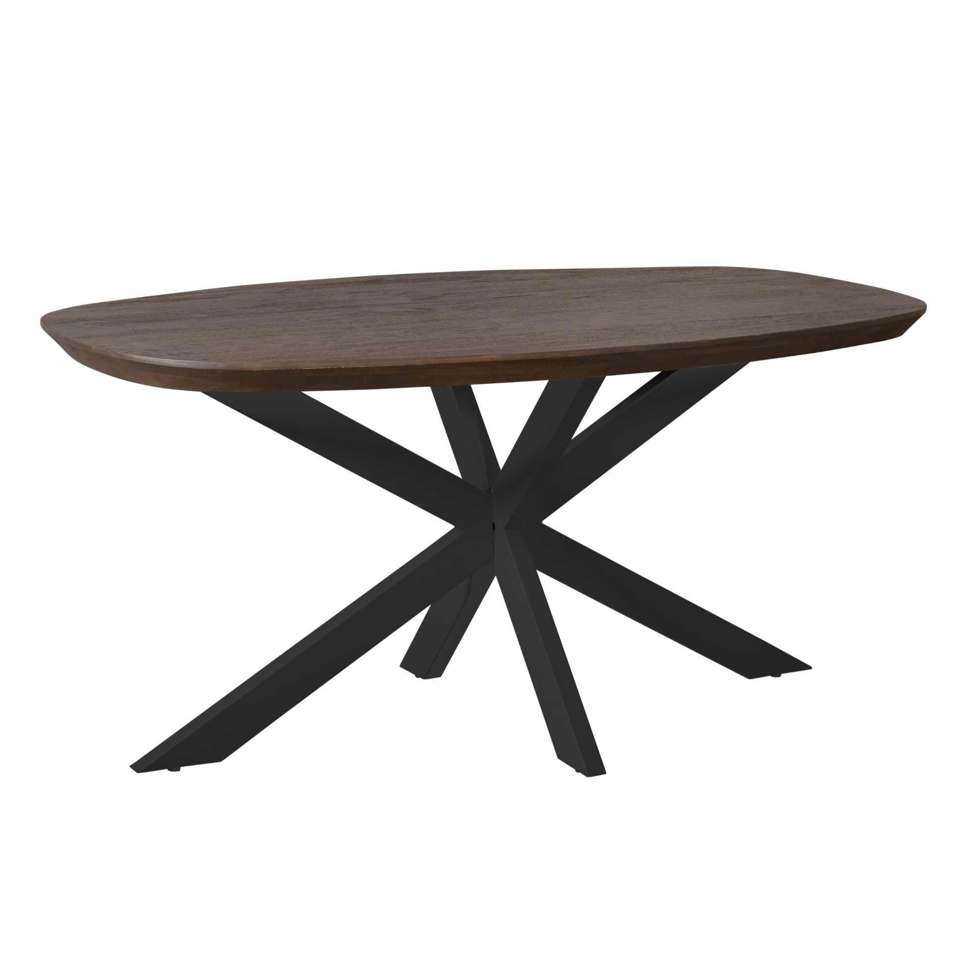 Eettafel Madison Brown | 160 cm | Deens Ovaal | Poot Black - Industrieelinhuis.nl