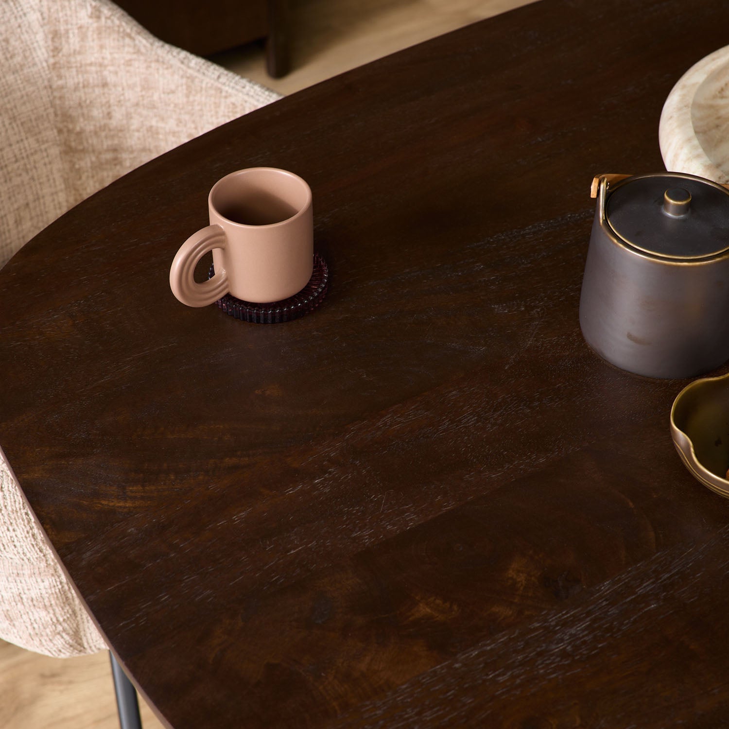 Eettafel Madison Brown | 160 cm | Deens Ovaal | Poot Black - Industrieelinhuis.nl