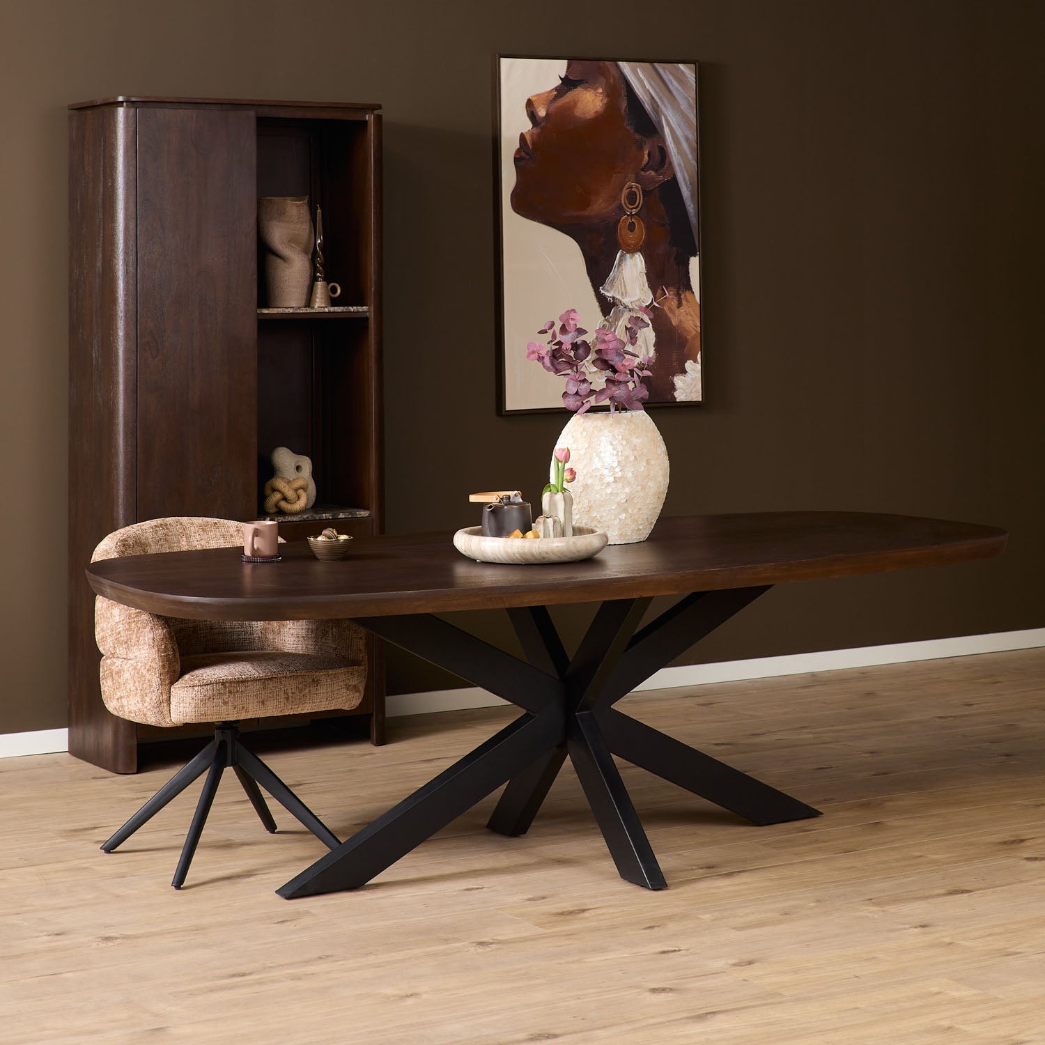 Eettafel Madison Brown | 200 cm | Deens Ovaal | Poot Black - Industrieelinhuis.nl