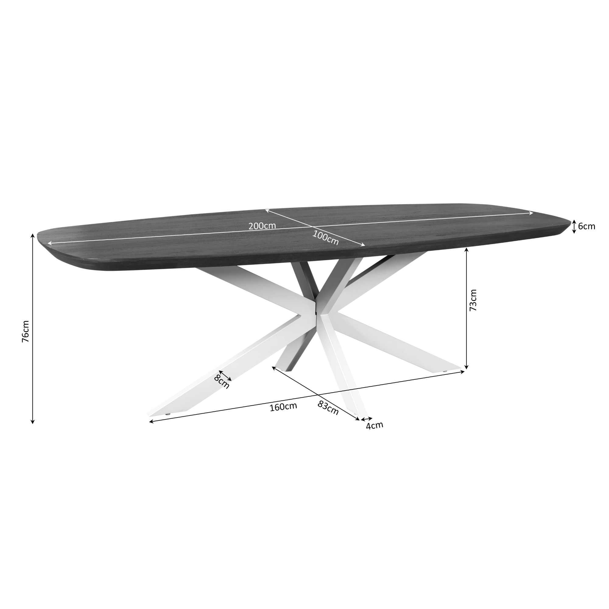 Eettafel Madison Brown | 200 cm | Deens Ovaal | Poot Black - Industrieelinhuis.nl