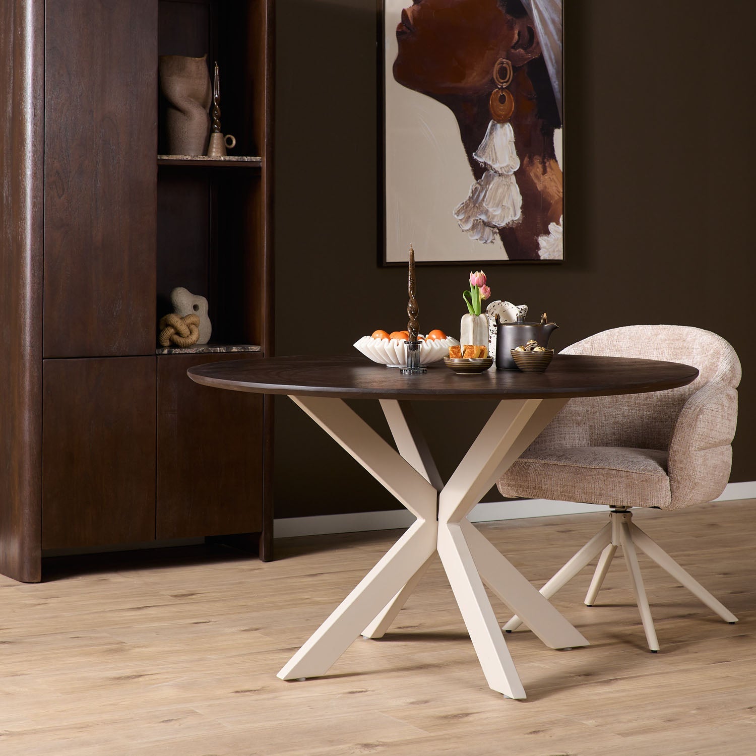 Eettafel Madison Brown | 110 cm | Poot Sand - Industrieelinhuis.nl