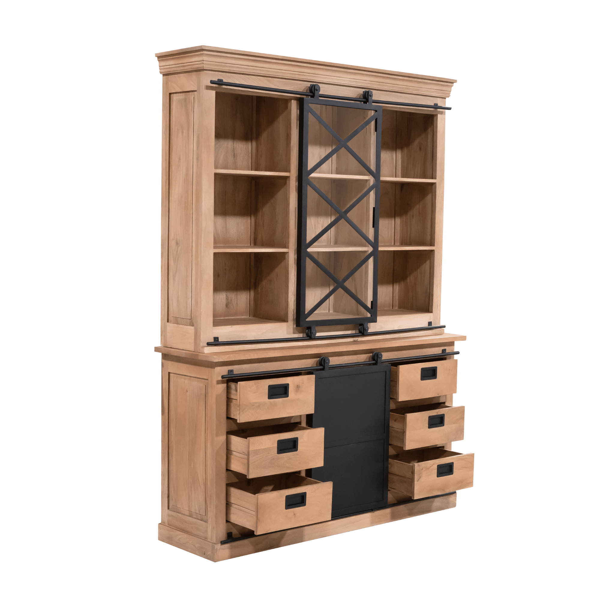 Vitrinekast Fresno 160 cm - Industrieelinhuis.nl