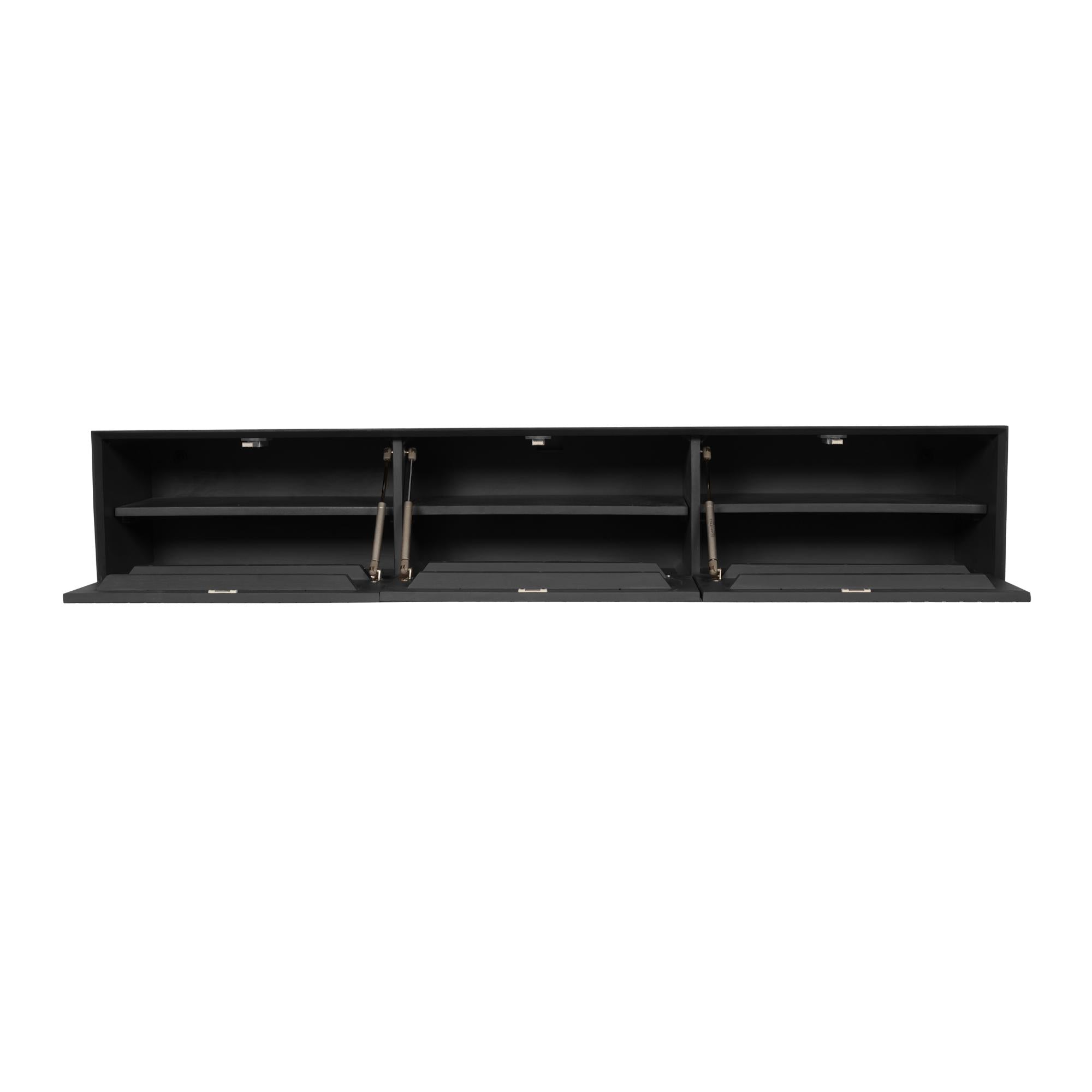 Zwevend tv meubel Maddie Zwart 160 cm - Industrieelinhuis.nl