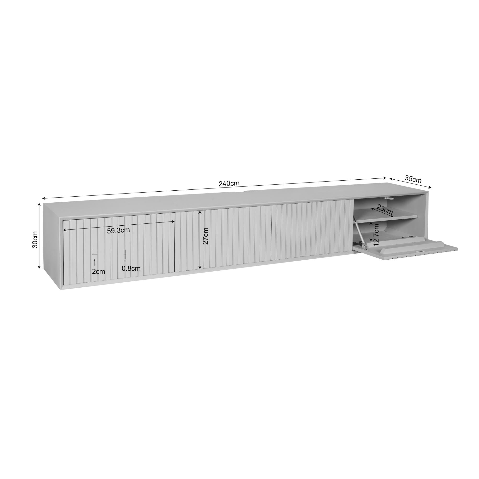Zwevend tv meubel Madison Brown | 240 cm - Industrieelinhuis.nl