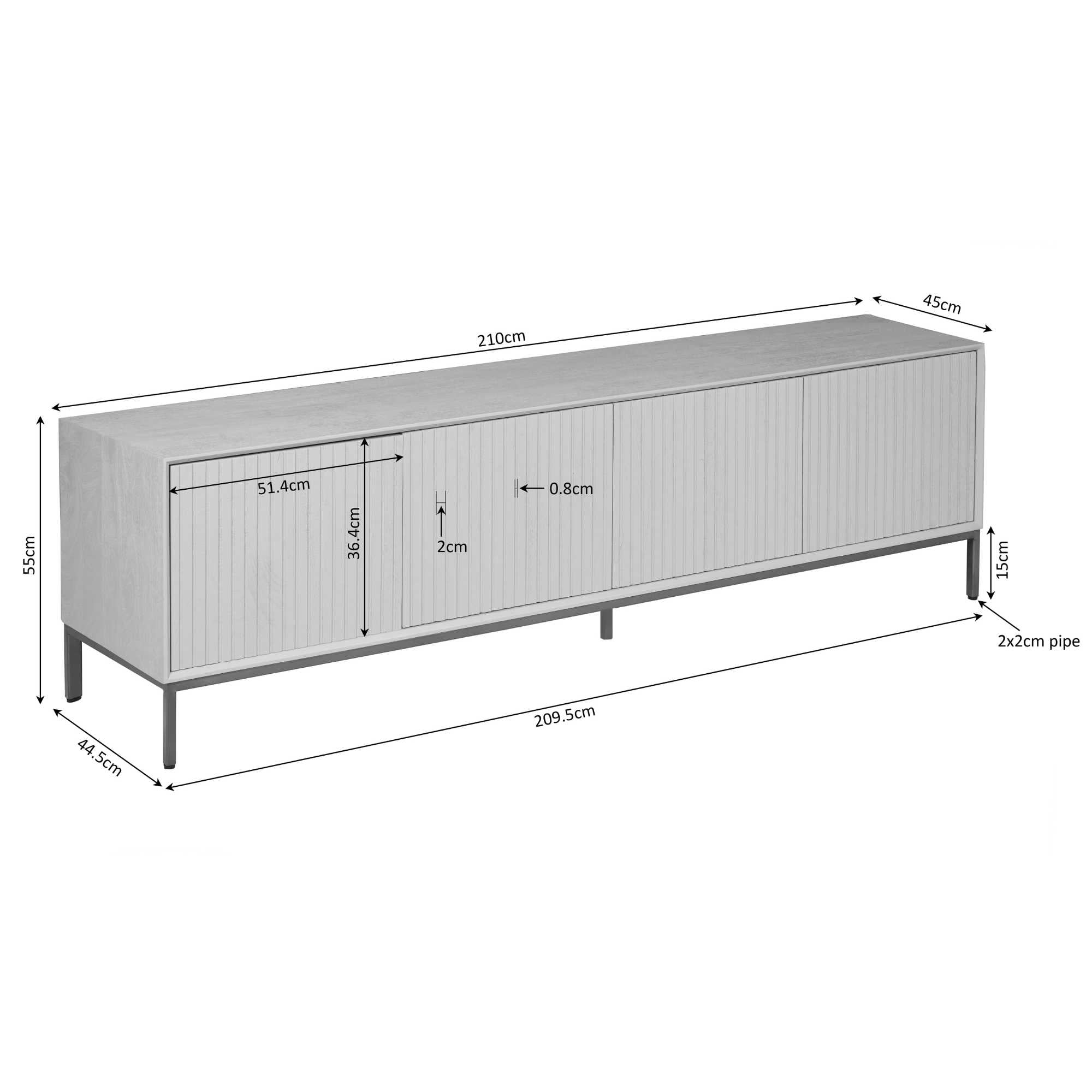 Tv meubel Madison Natural 210 cm - Industrieelinhuis.nl
