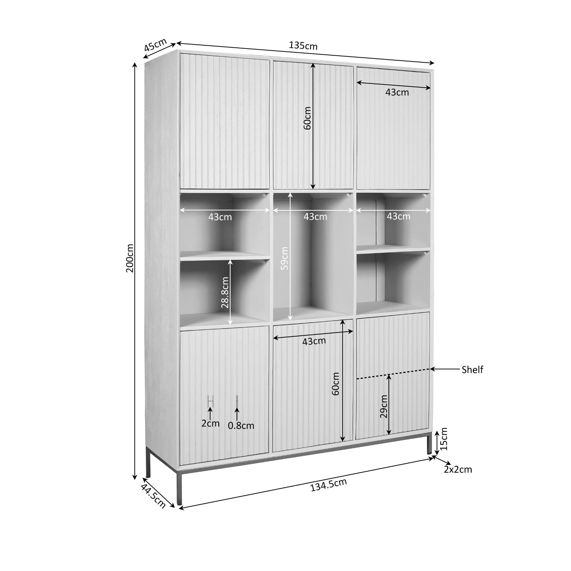 Vakkenkast Madison XL Natural 135 cm - Industrieelinhuis.nl