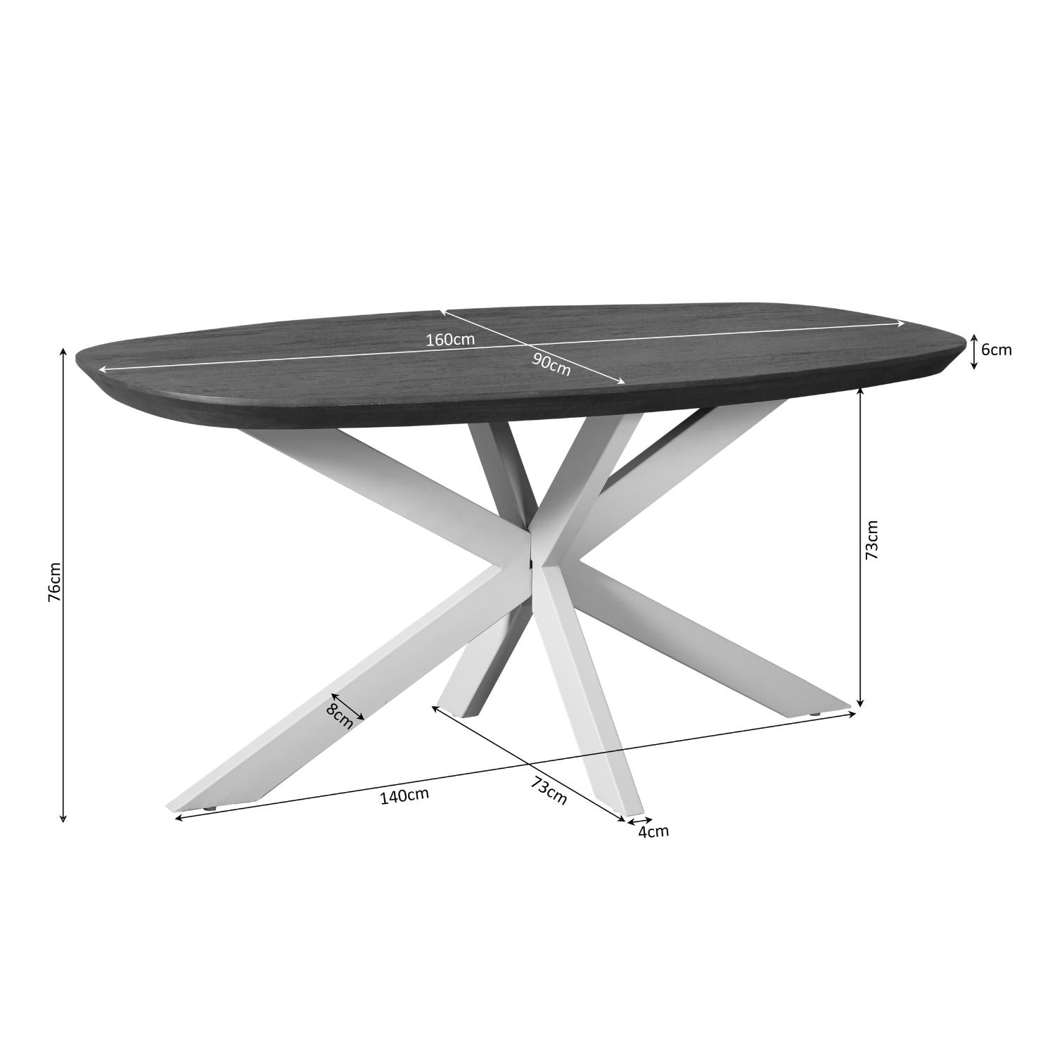 Eettafel Madison Naturel | 160 cm | Deens ovaal - Industrieelinhuis.nl