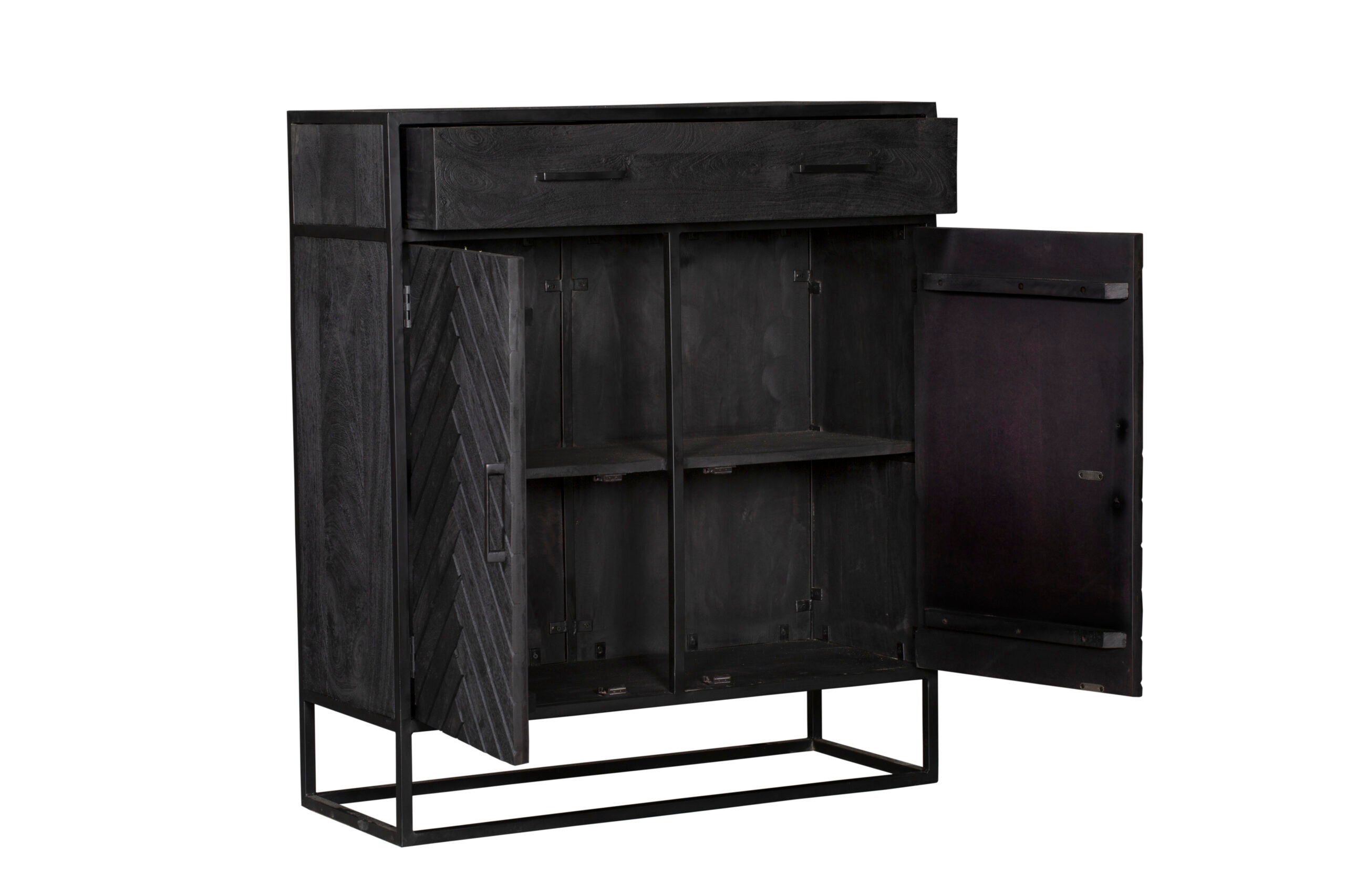 Kabinet kast New York | Mangohout en staal | 100 cm - Industrieelinhuis.nl