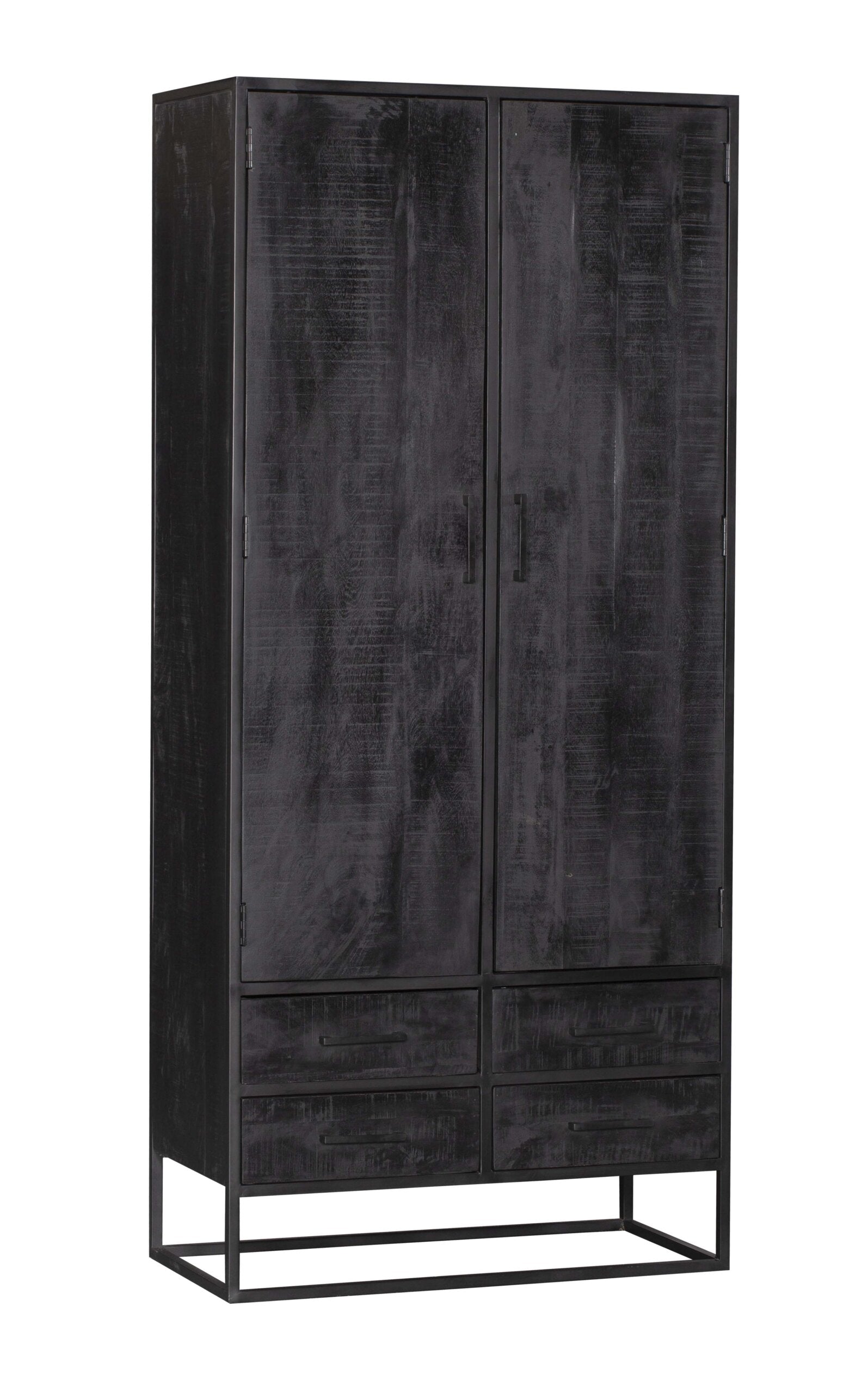 Kabinet Denver Black | Mangohout en staal | 90 cm - Industrieelinhuis.nl