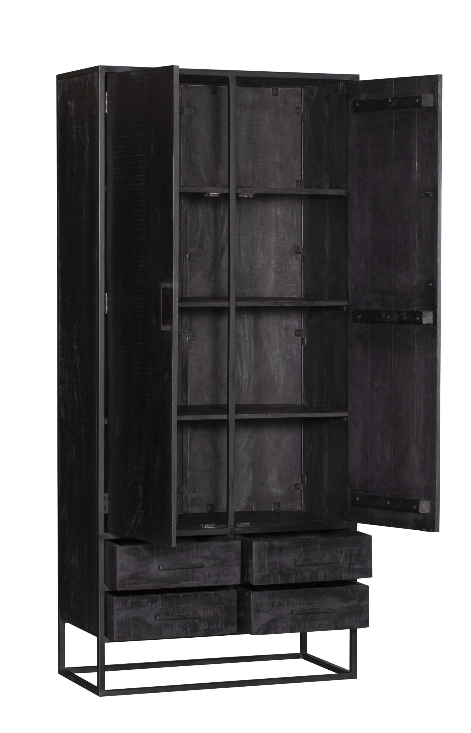 Kabinet Denver Black | Mangohout en staal | 90 cm - Industrieelinhuis.nl