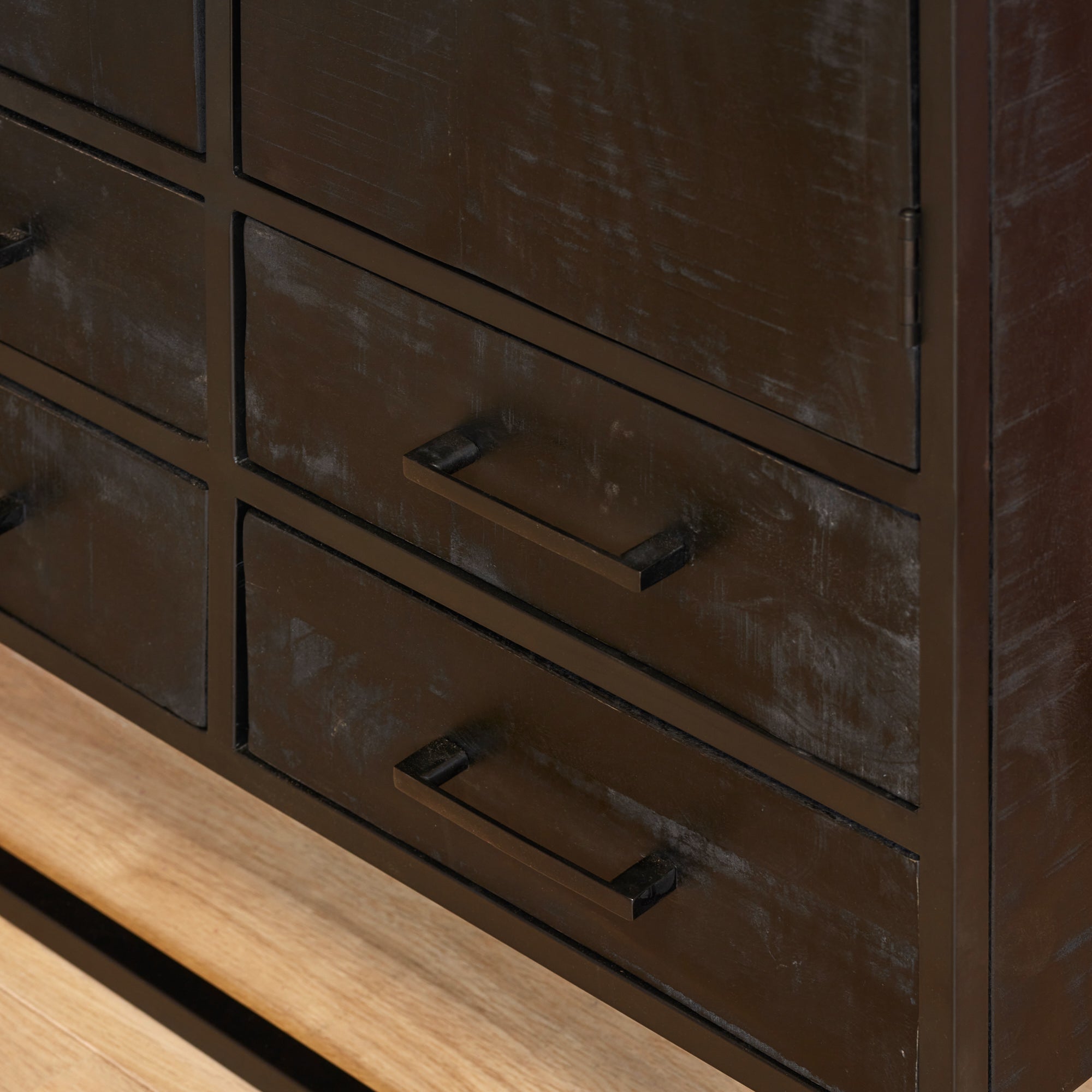 Kabinet Denver Black | Mangohout en staal | 90 cm - Industrieelinhuis.nl