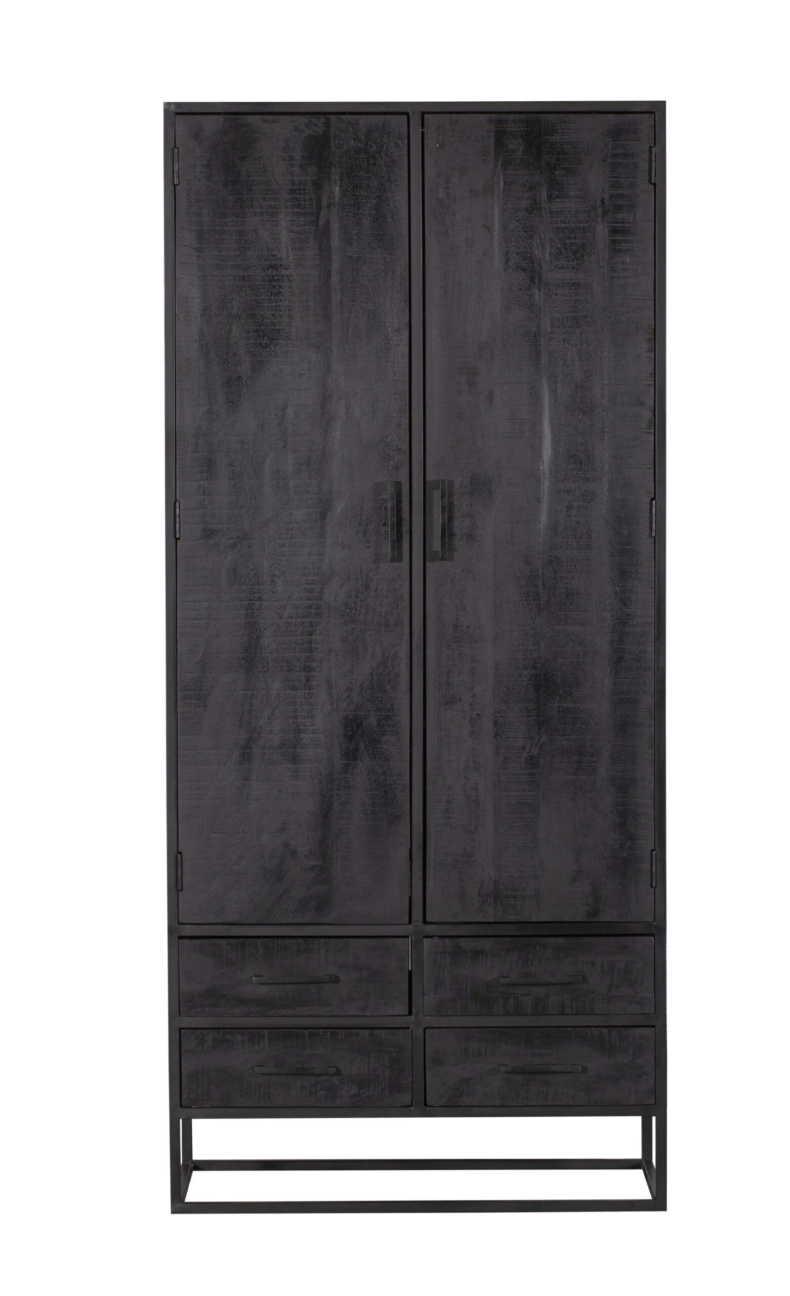 Kabinet Denver Black | Mangohout en staal | 90 cm - Industrieelinhuis.nl