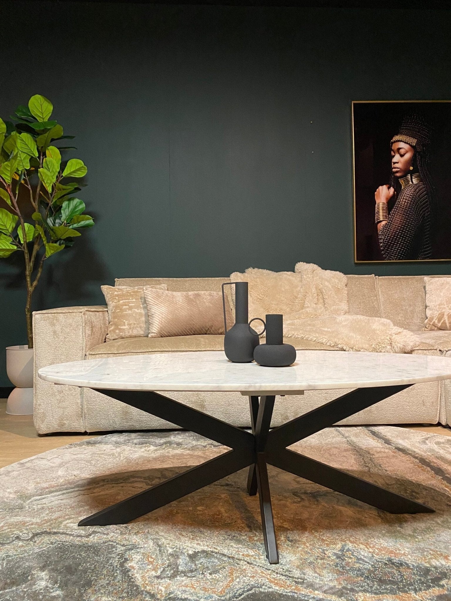 Salontafel Faye White marble | 120 cm | Ovaal - Industrieelinhuis.nl