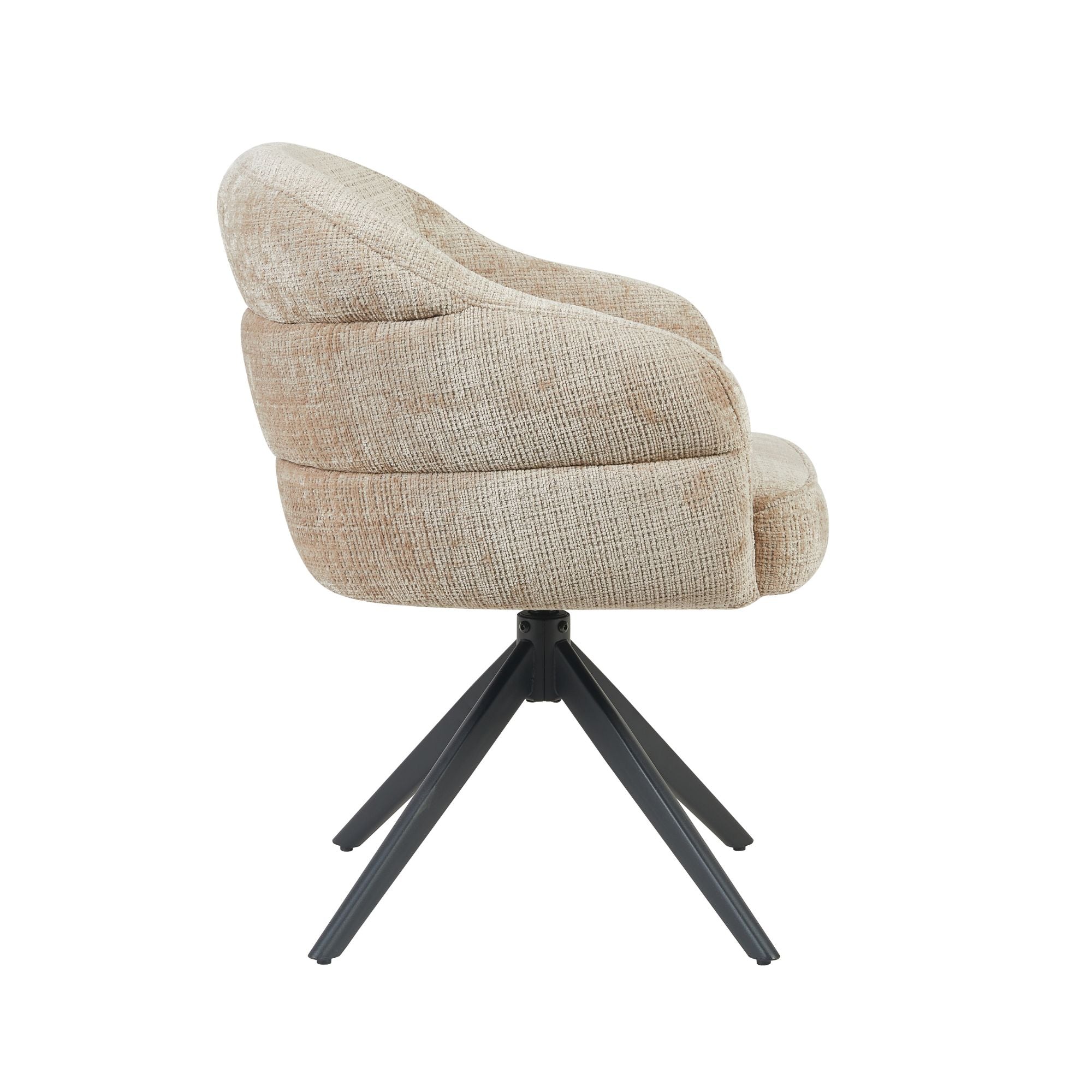 Eetkamerstoel Bella | Beige | Poot Black | Met armleuning - Industrieelinhuis.nl