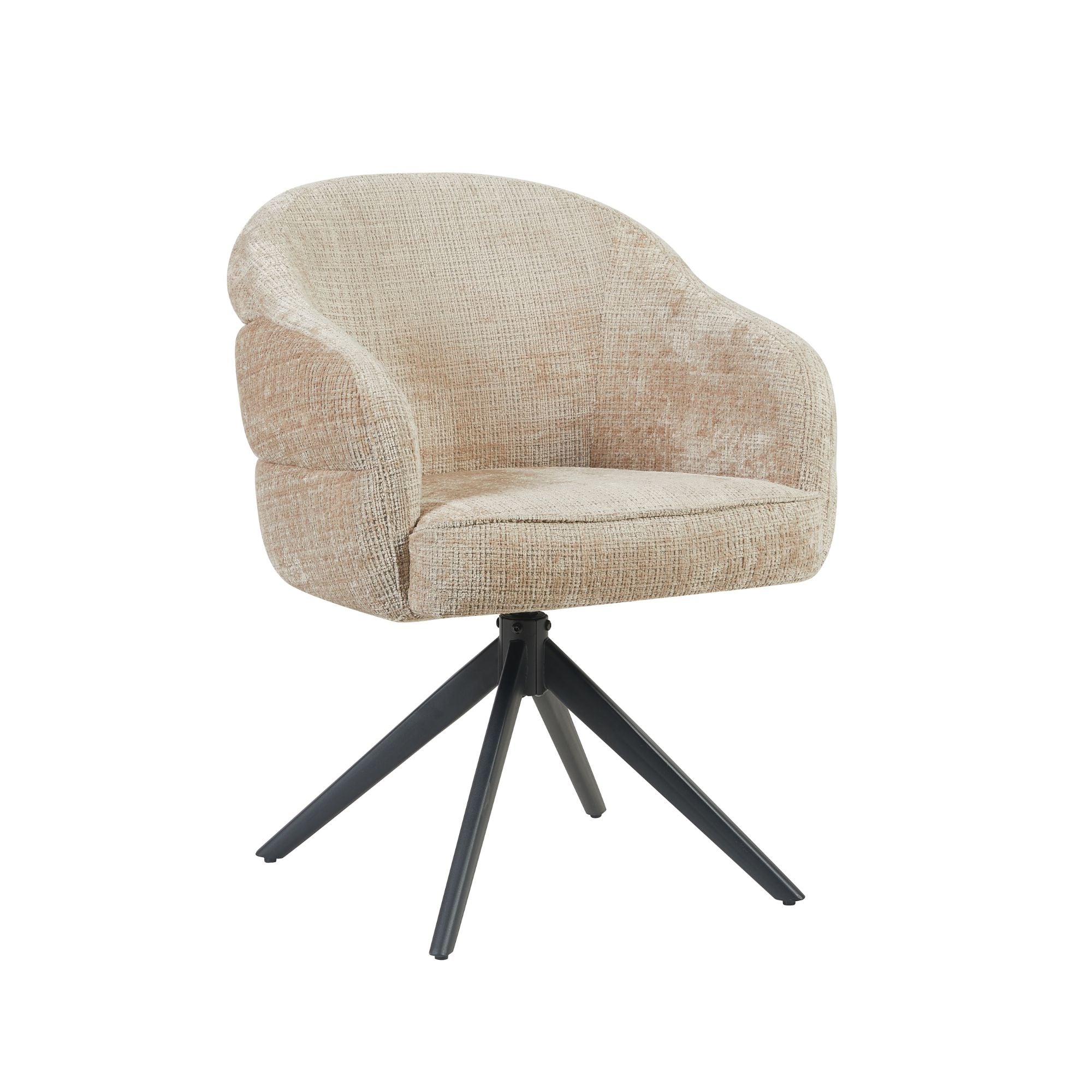 Eetkamerstoel Bella | Beige | Poot Black | Met armleuning - Industrieelinhuis.nl