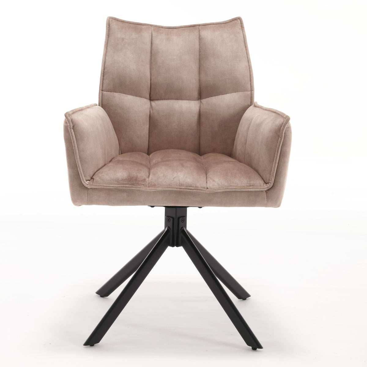 Eetkamerstoel Dani Velvet | Beige | Met armleuning - Industrieelinhuis.nl