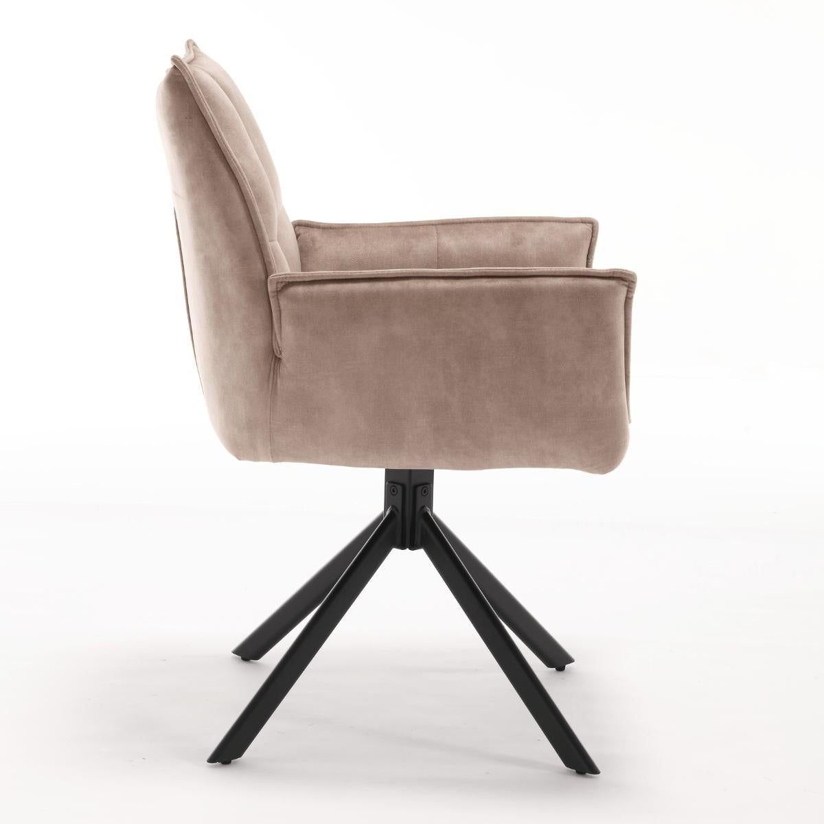 Eetkamerstoel Dani Velvet | Beige | Met armleuning - Industrieelinhuis.nl