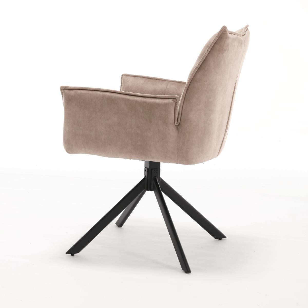 Eetkamerstoel Dani Velvet | Beige | Met armleuning - Industrieelinhuis.nl