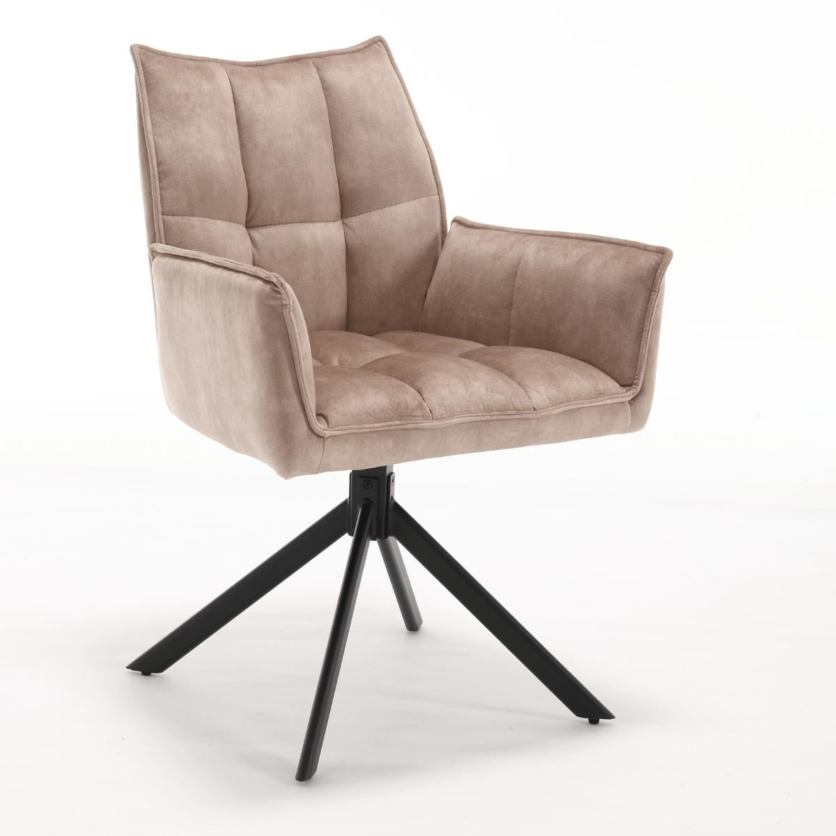 Eetkamerstoel Dani Velvet | Beige | Met armleuning - Industrieelinhuis.nl