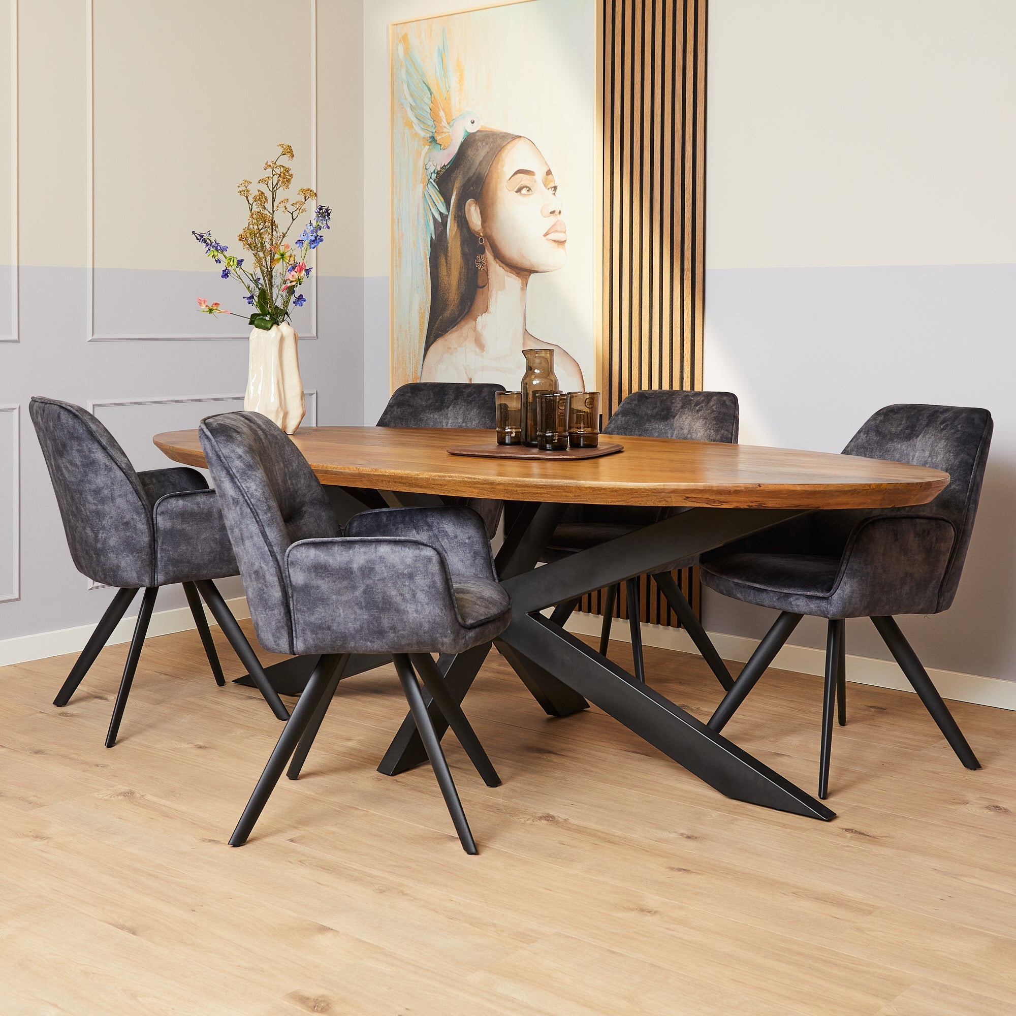 Eetkamerstoel Velvet Nola Antraciet (bestellen per 2) - Industrieelinhuis.nl