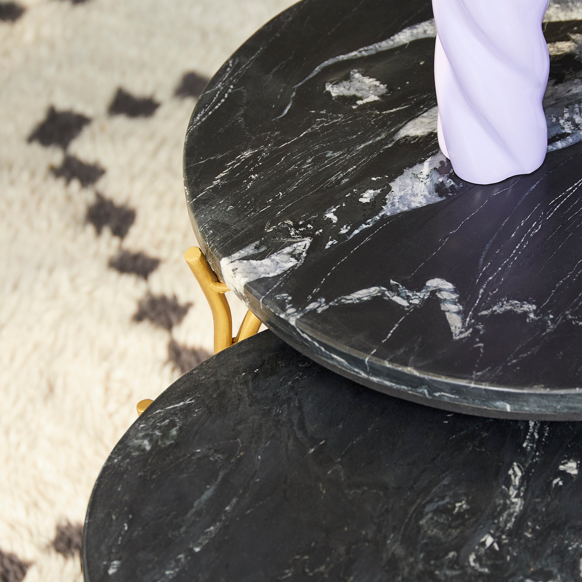 Salontafel Caly Black marble | 45 cm | Set van 2