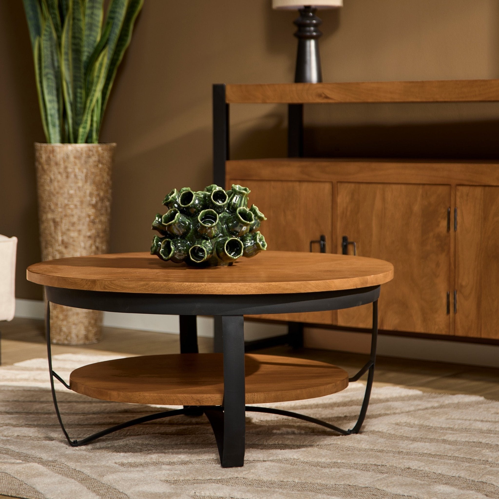 Salontafel Paras rond | Mangohout Staal | 90 cm