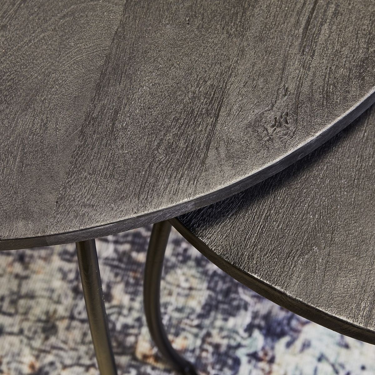 Salontafel set Zwart | Set van 2 | Rond Ø70