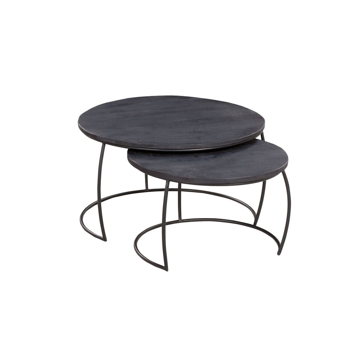Salontafel set Zwart | Set van 2 | Rond Ø70