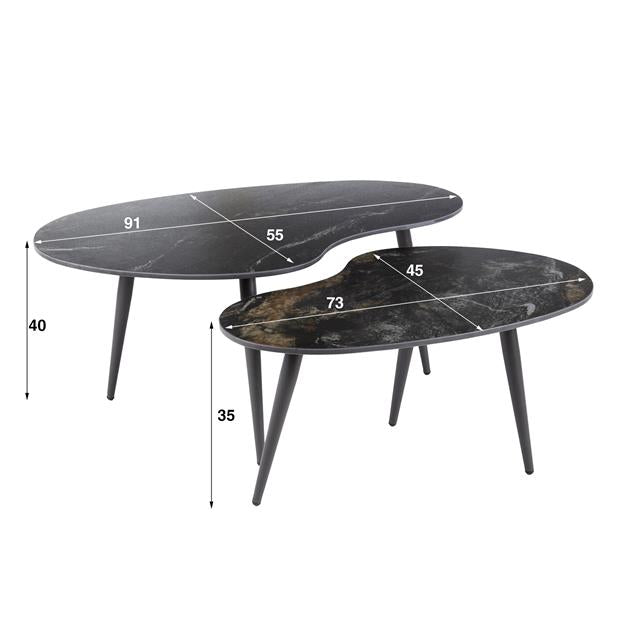 Salontafel set van 2 Fossil | Organische Salontafels